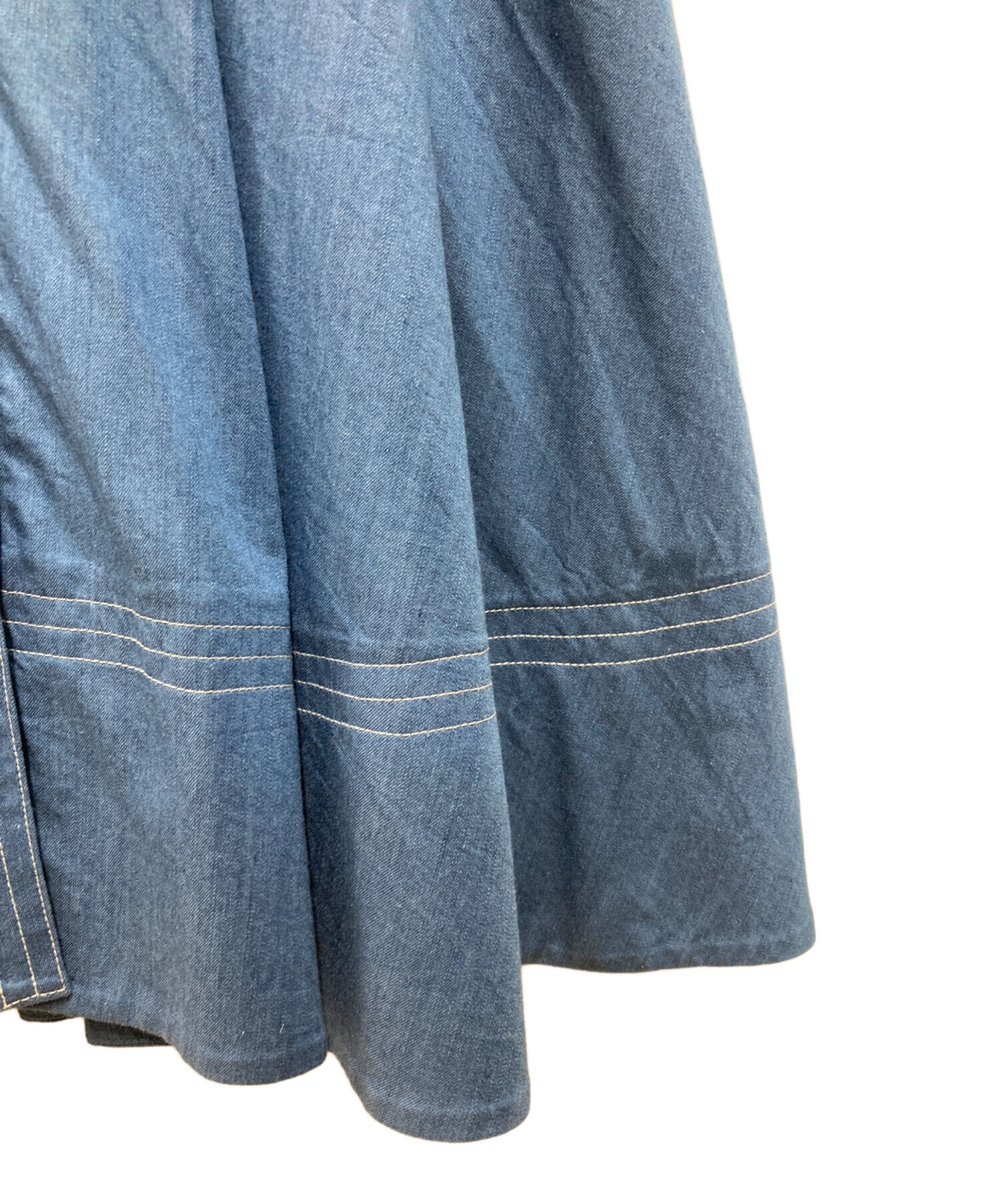 中古・古着通販】HER LIP TO (ハーリップトゥ) Denim-Trimmed Volume Sleeve Dress ブルー  サイズ:S｜ブランド・古着通販 トレファク公式【TREFAC FASHION】スマホサイト