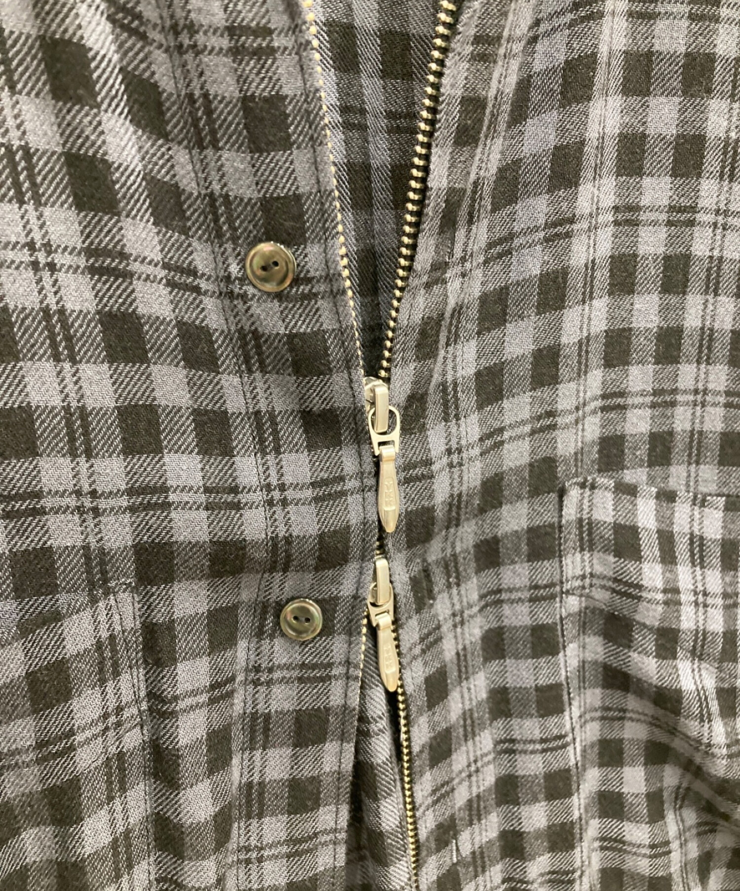 中古・古着通販】MASU (エムエーエスユー) ZIP-UP PLAID SHIRT ジップアップ プレイド シャツ MMSS-SH0223  ネイビー×ブラック サイズ:46｜ブランド・古着通販 トレファク公式【TREFAC FASHION】スマホサイト