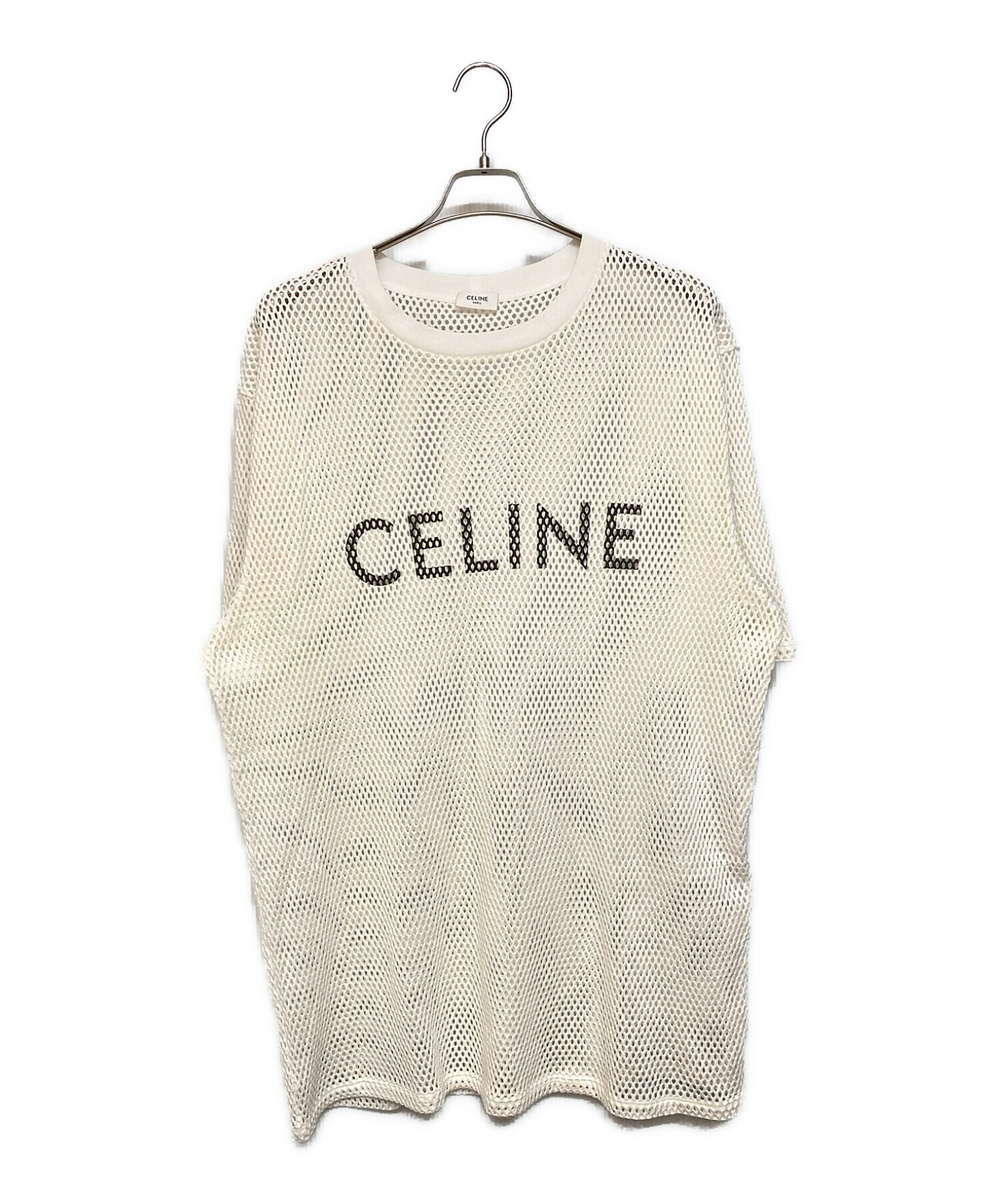 CELINE (セリーヌ) 22SS オーバーサイズTシャツ / コットンメッシュ エクリュ ホワイト サイズ:M