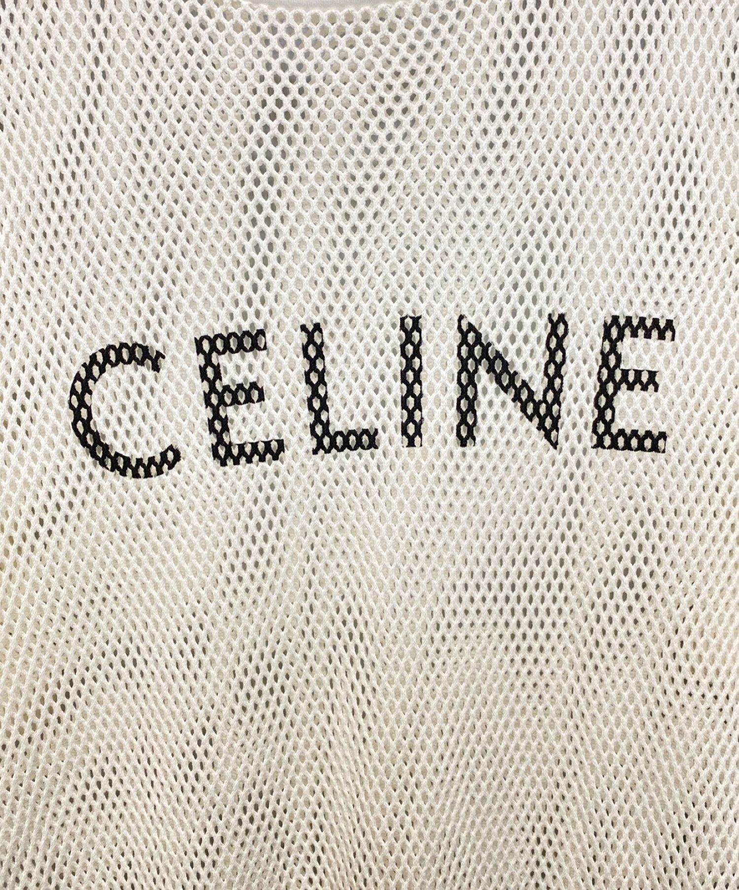 CELINE (セリーヌ) 22SS オーバーサイズTシャツ / コットンメッシュ エクリュ ホワイト サイズ:M