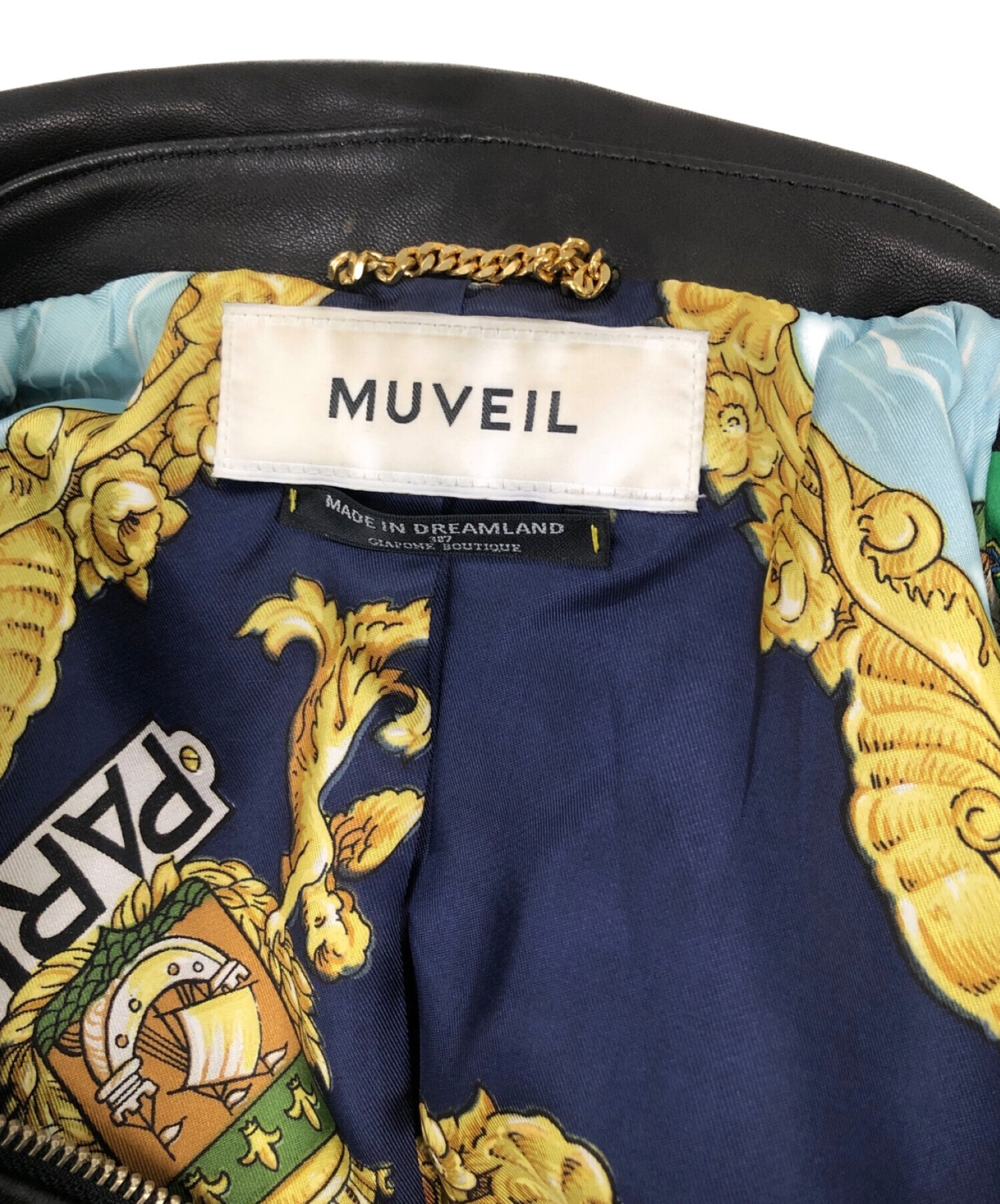 MUVEIL (ミュベール) レザーライダースジャケット ブラック サイズ:36