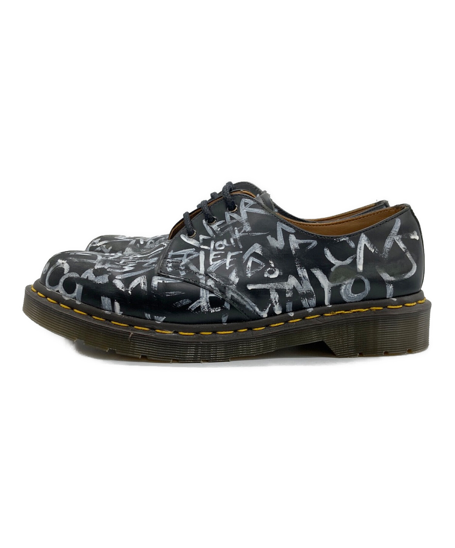 COMME des GARCONS HOMME DEUX (コムデギャルソン オム ドゥ) Dr.Martens (ドクターマーチン)  ペイント3ホールシューズ ブラック サイズ:EU 42