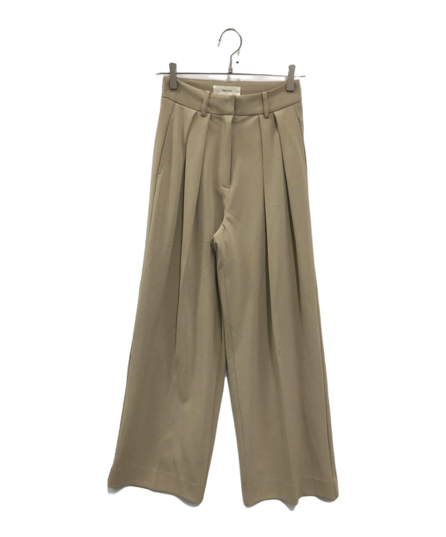 中古・古着通販】TODAYFUL (トゥデイフル) Doubletuck Twill Trousers(ダブルタック ツイル トラウザーズ) ベージュ  サイズ:36｜ブランド・古着通販 トレファク公式【TREFAC FASHION】スマホサイト