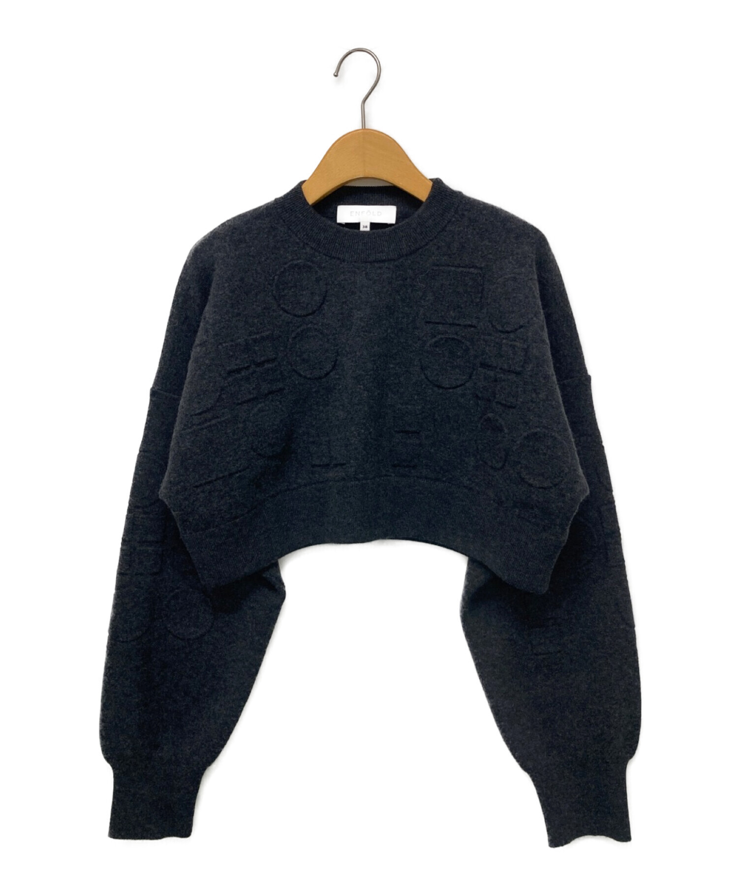 ENFOLD O EMBOSS CROPPED PULLOVER　ショートニット着丈ショート