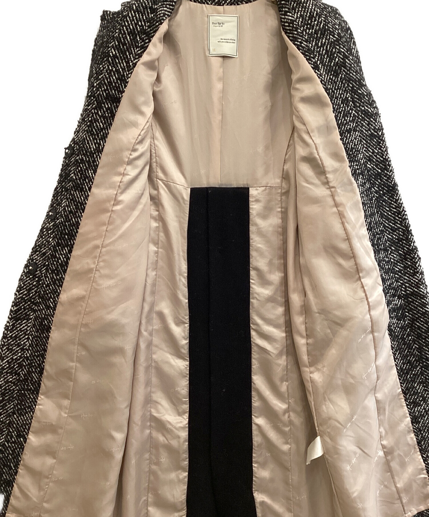HER LIP TO (ハーリップトゥ) Herringbone Wool-Blend Classic Coat ブラック サイズ:M