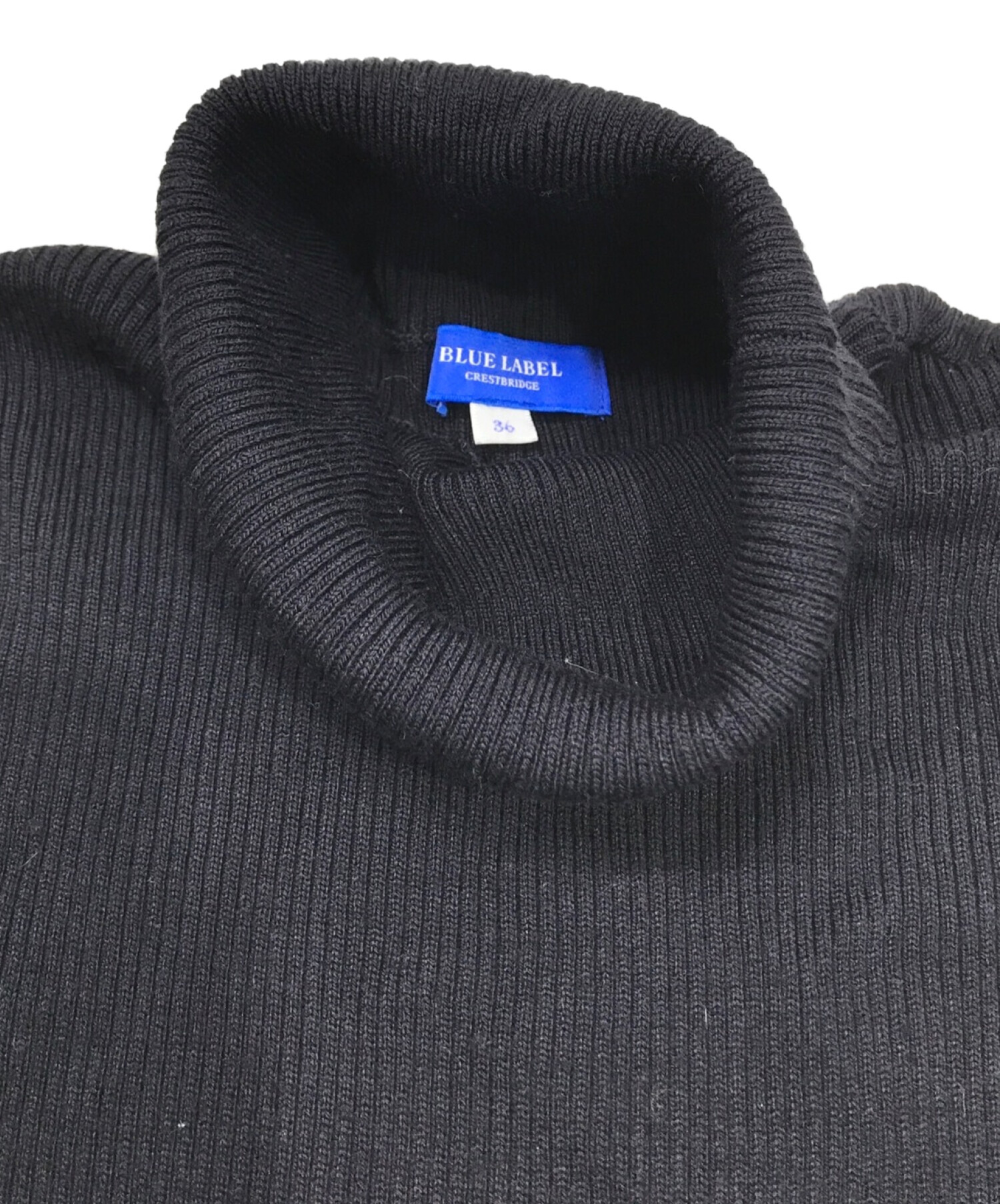 BLUE LABEL CRESTBRIDGE (ブルーレーベルクレストブリッジ) ニット切替ワンピース ブラック×グリーン サイズ:36