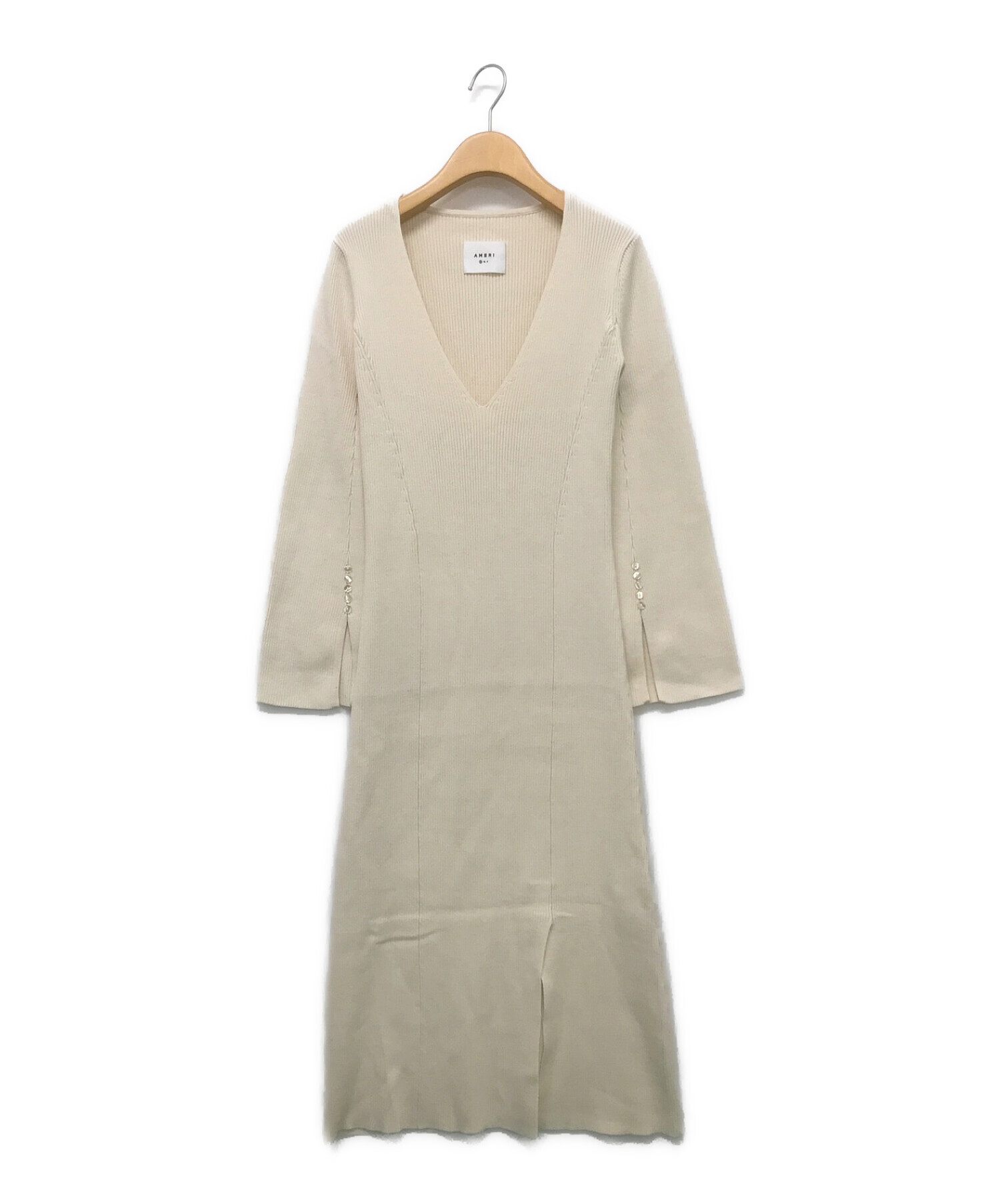 Ameri (アメリ) AMERICAN SLEEVE LAYERED KNIT DRESS アイボリー サイズ:S