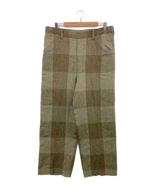 中古・古着通販】SUNSEA (サンシー) BLOCK LINEN WIDE PANTS ブラウン 