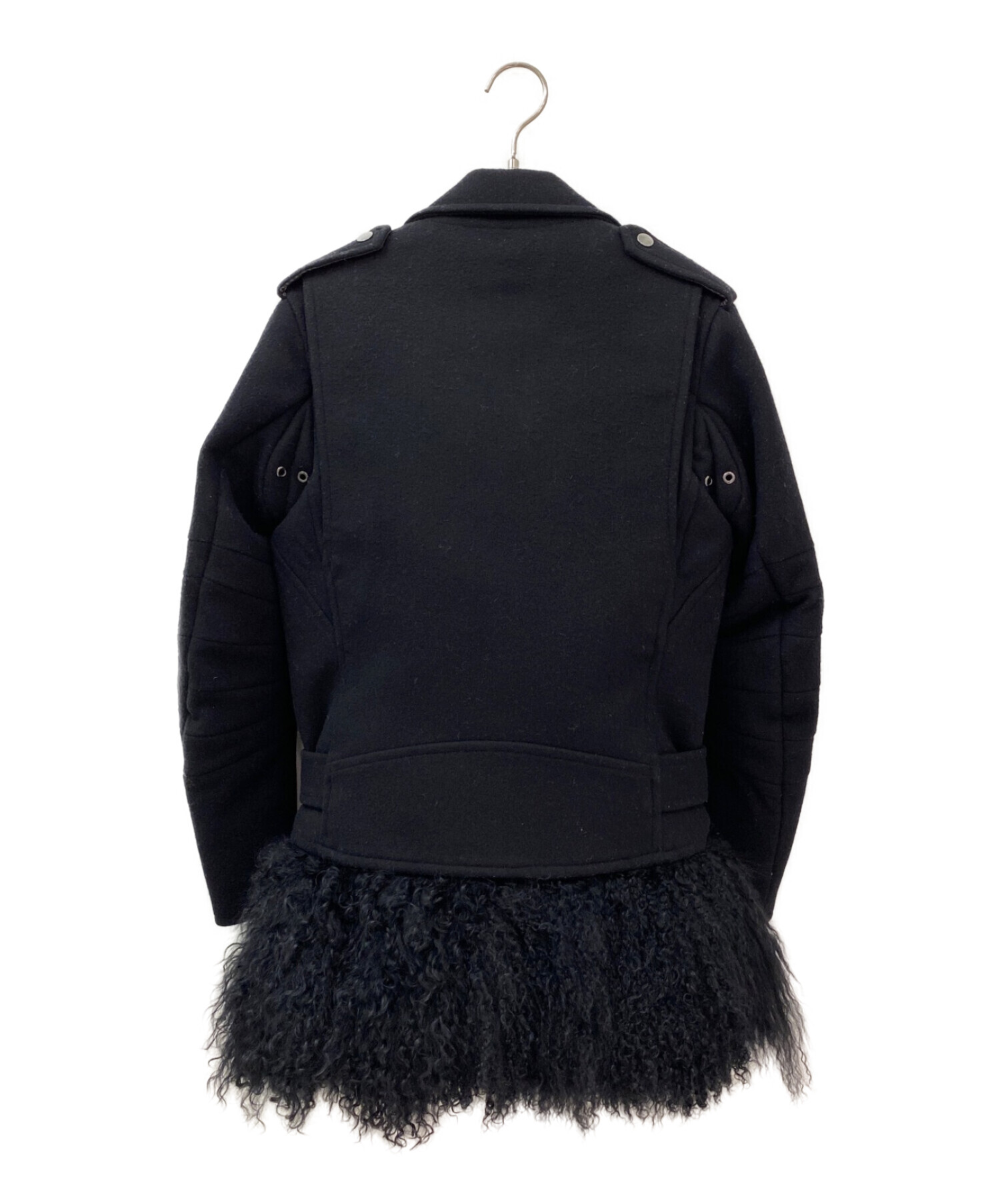 sacai (サカイ) ファーレイヤードライダースジャケット ブラック サイズ:1