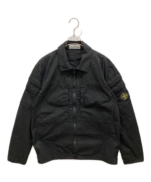 中古・古着通販】STONE ISLAND (ストーンアイランド) オーバーシャツジップアップジャケット 791510610 ワッペン付き ブラック  サイズ:L｜ブランド・古着通販 トレファク公式【TREFAC FASHION】スマホサイト