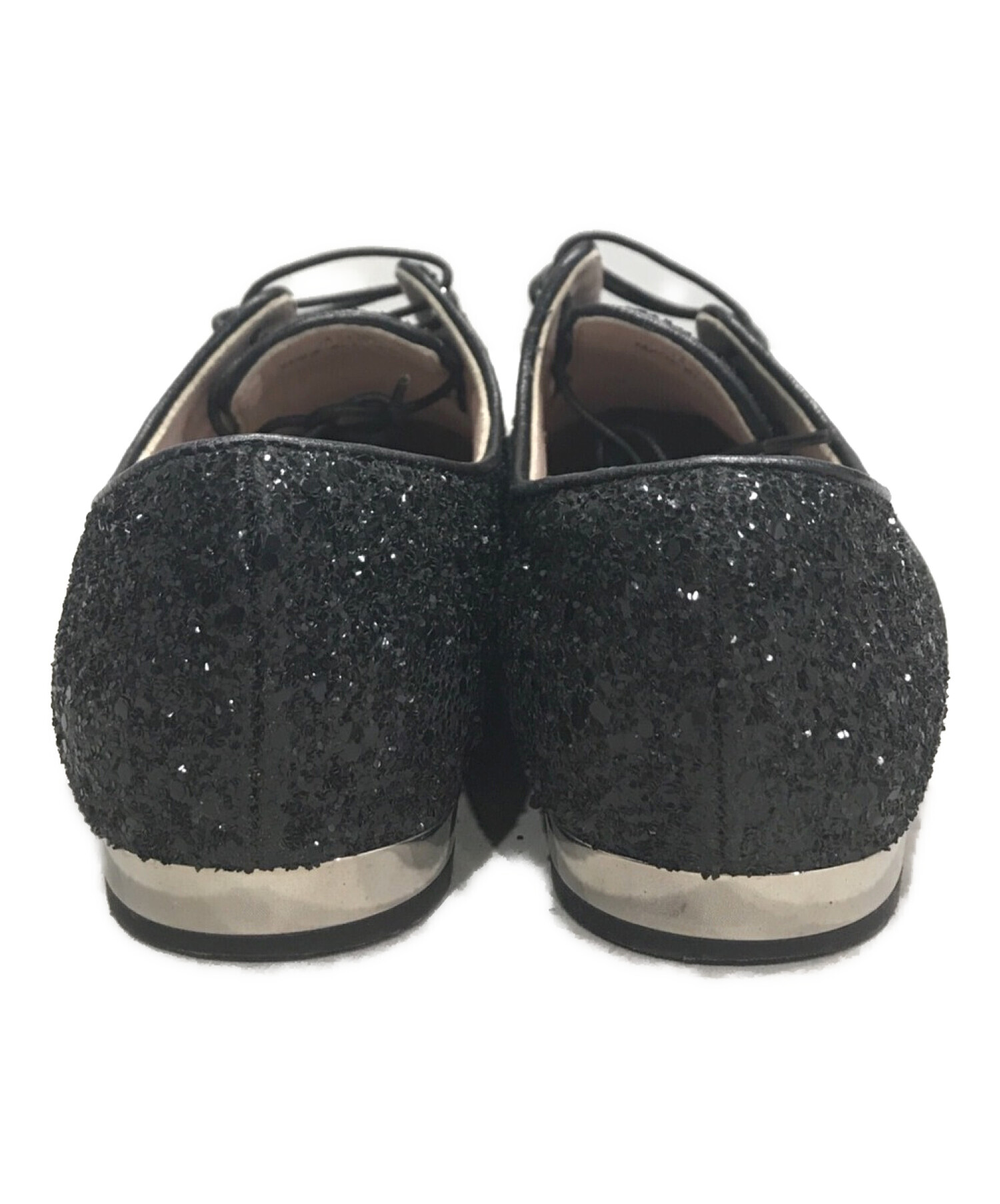 中古・古着通販】MIU MIU (ミュウミュウ) グリッターレースアップシューズ ブラック サイズ:35 1/2｜ブランド・古着通販  トレファク公式【TREFAC FASHION】スマホサイト