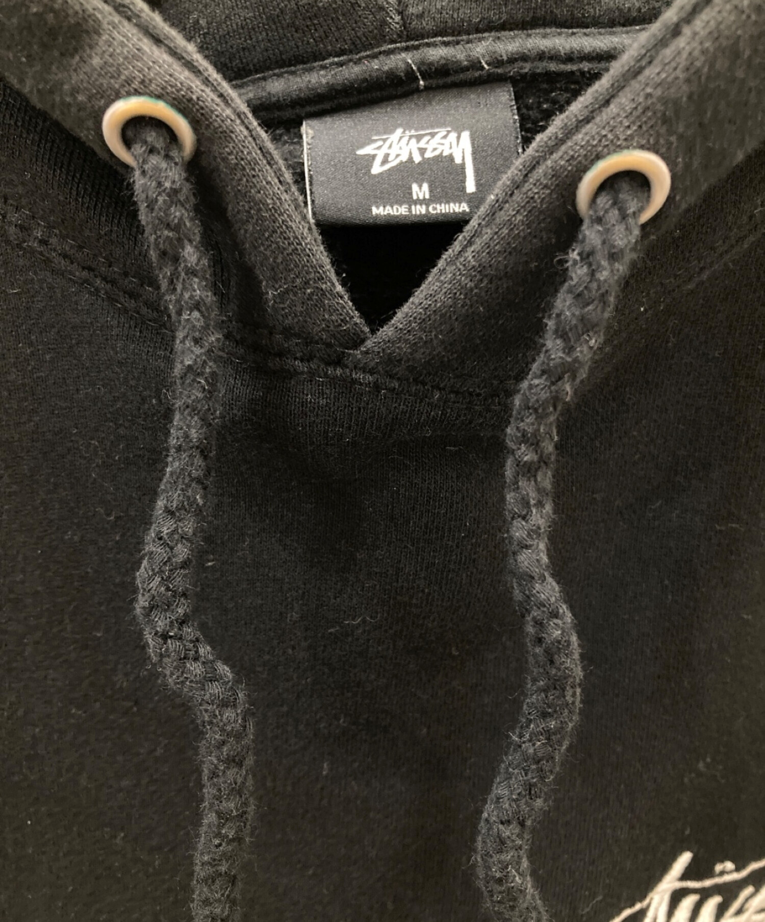 stussy (ステューシー) ロゴ刺繍プルオーバーパーカー ブラック サイズ:Ｍ