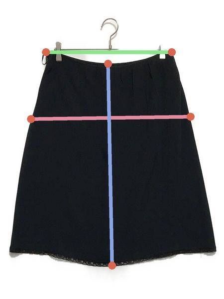中古・古着通販】PRADA (プラダ) 裾レーススカート ネイビー サイズ:44 