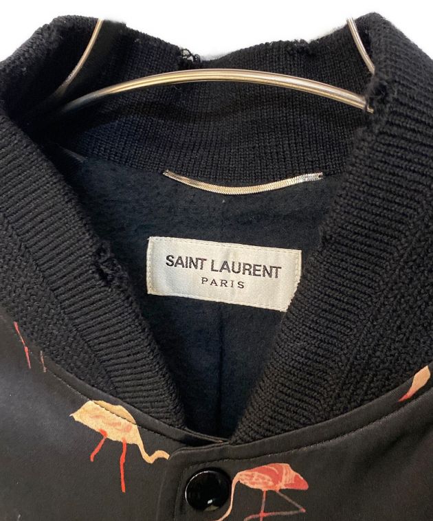Saint Laurent Paris (サンローランパリ) サテンフラミンゴボンバージャケット ブラック サイズ:44