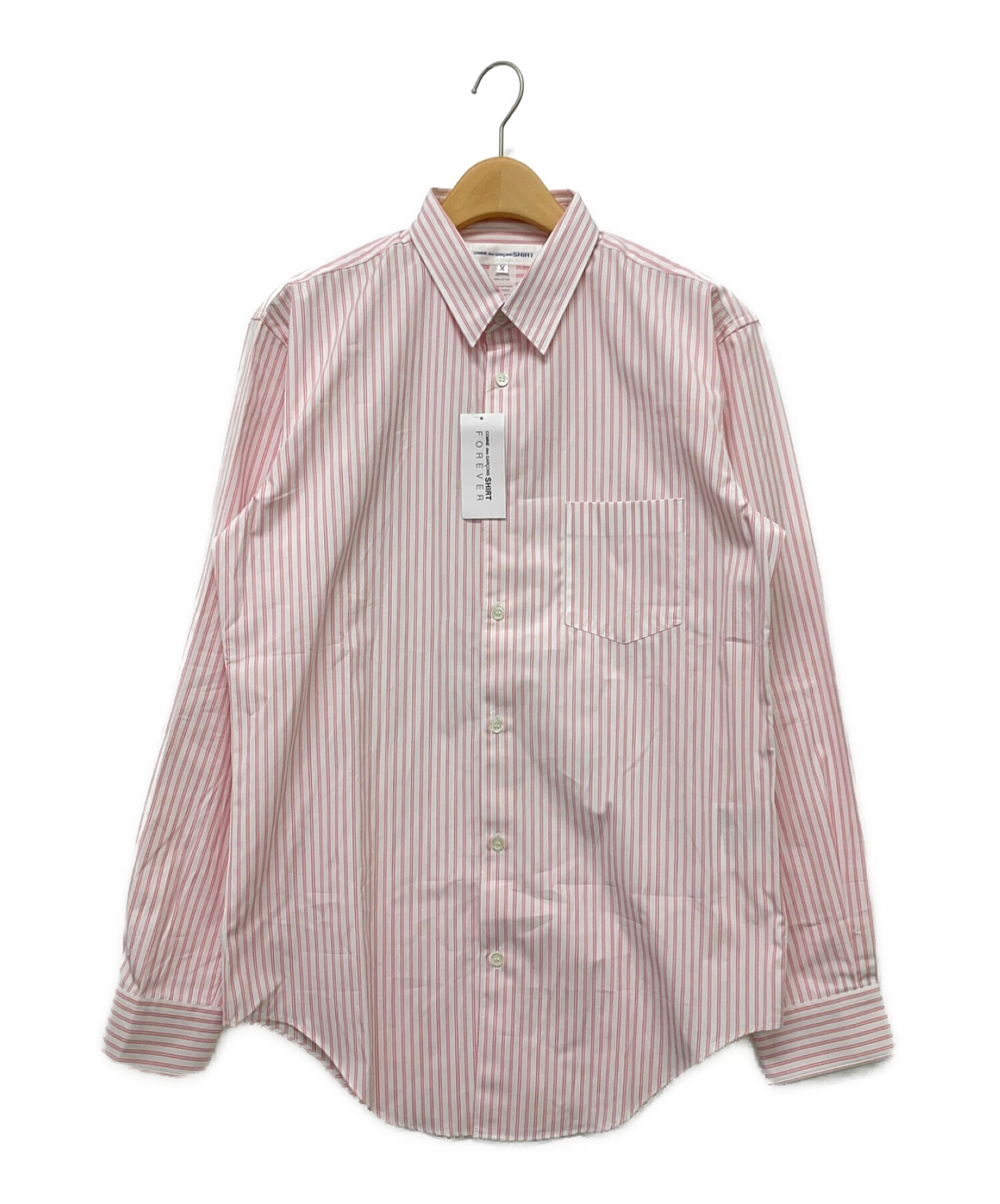 COMME des GARCONS SHIRT (コムデギャルソンシャツ) フォーエバーストライプシャツ ピンク×ホワイト サイズ:X
