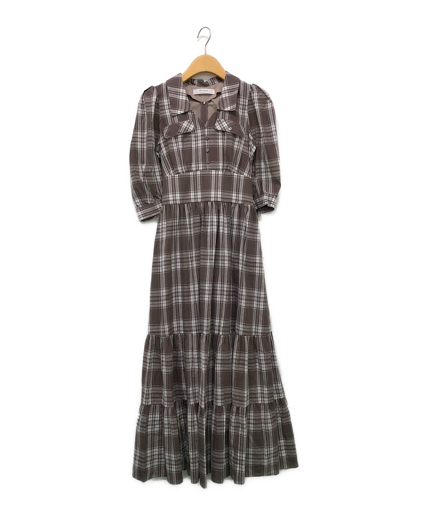 中古・古着通販】HER LIP TO (ハーリップトゥ) Bergamo Plaid Tiered Long Dress ブラウン  サイズ:S｜ブランド・古着通販 トレファク公式【TREFAC FASHION】スマホサイト