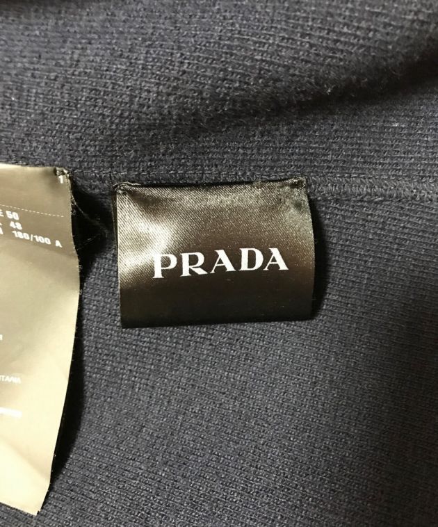 PRADA (プラダ) エルボーパッチニットジャケット ネイビー サイズ:SIZE 50
