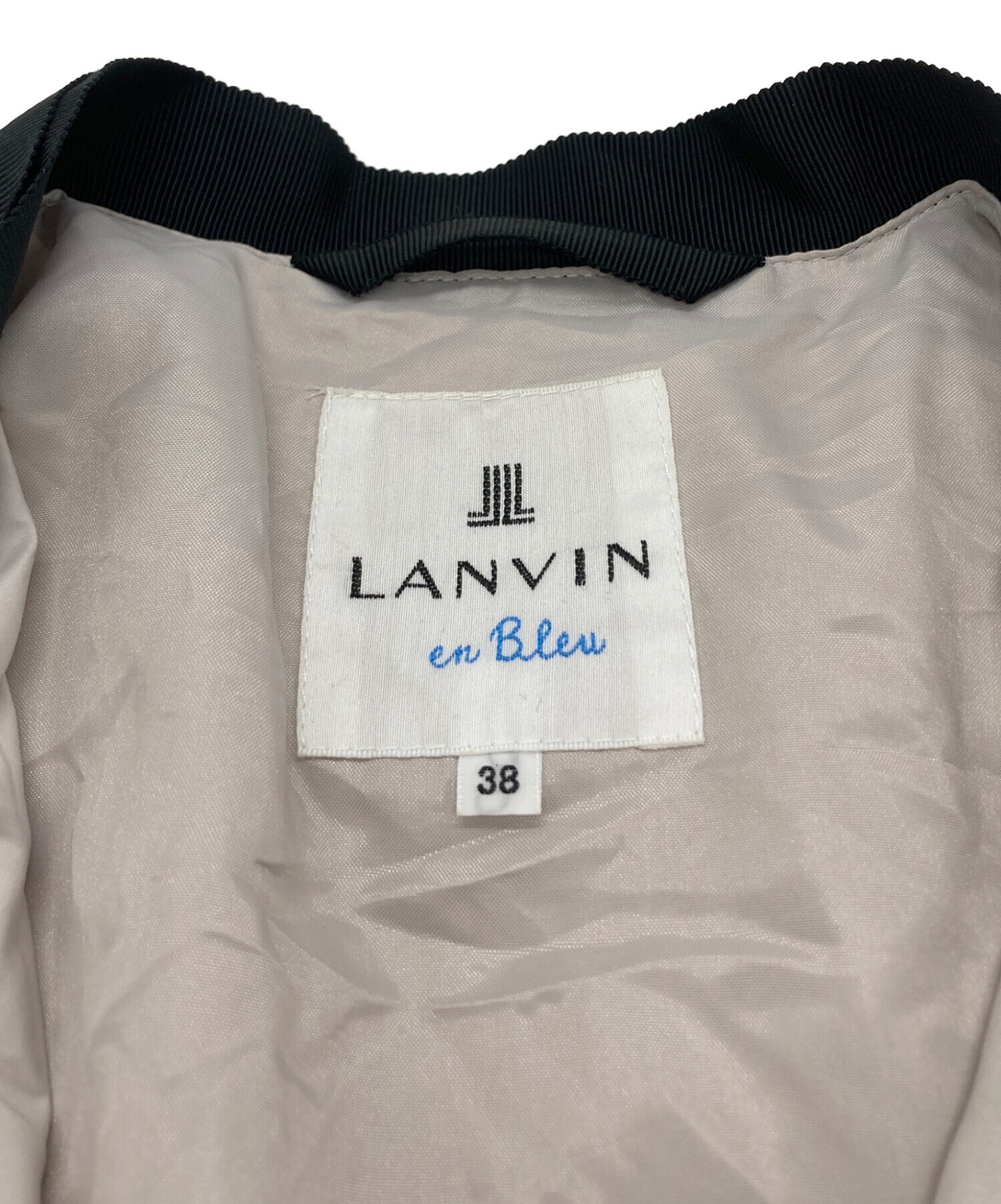 LANVIN en Bleu (ランバンオンブルー) グログラントリミングダウンジャケット ライトグレー サイズ:38