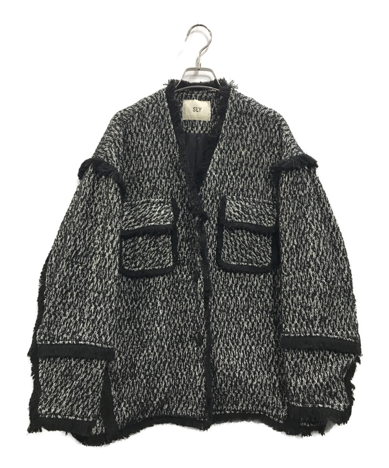 中古・古着通販】SLY (スライ) TWEED NO COLLAR ジャケット ブラック