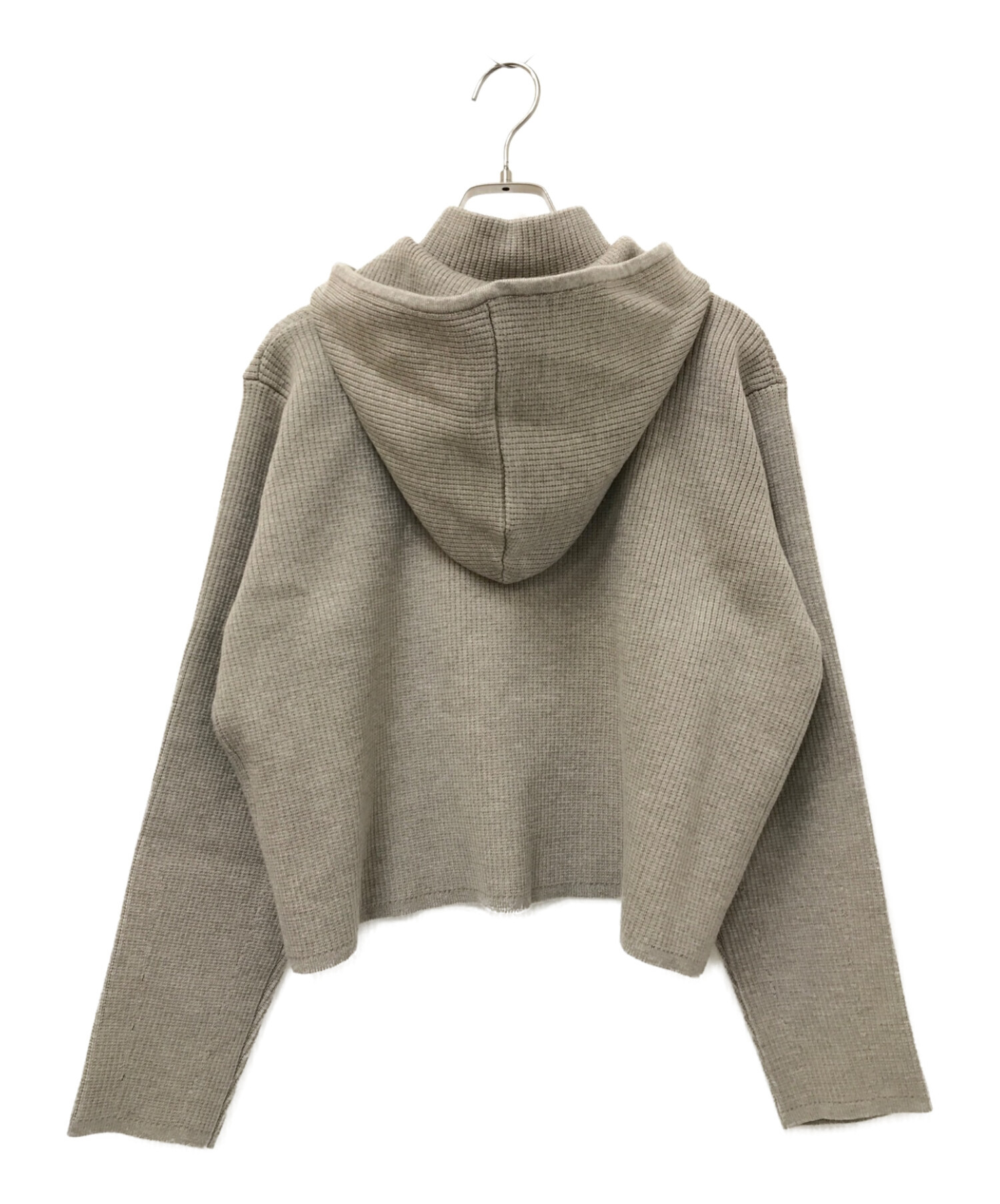 中古・古着通販】Ameri (アメリ) ZIP UP HOODIE SHORT KNIT ベージュ