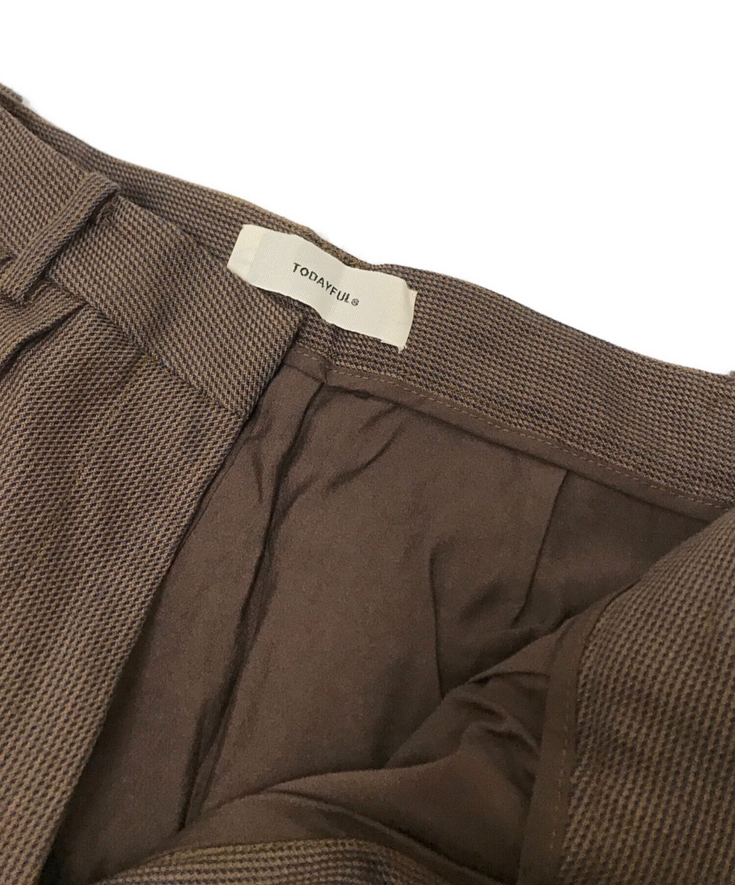 中古・古着通販】TODAYFUL (トゥデイフル) Houndstooth Wool Trousers ブラウン サイズ:36｜ブランド・古着通販  トレファク公式【TREFAC FASHION】スマホサイト