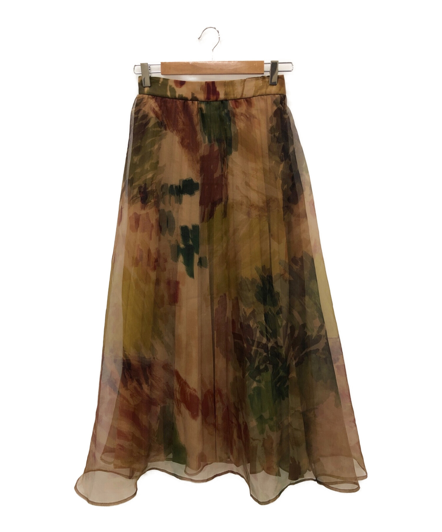 Ameri (アメリ) UND WILLOW PAINT PLEATS SKIRT ブラウン サイズ:M