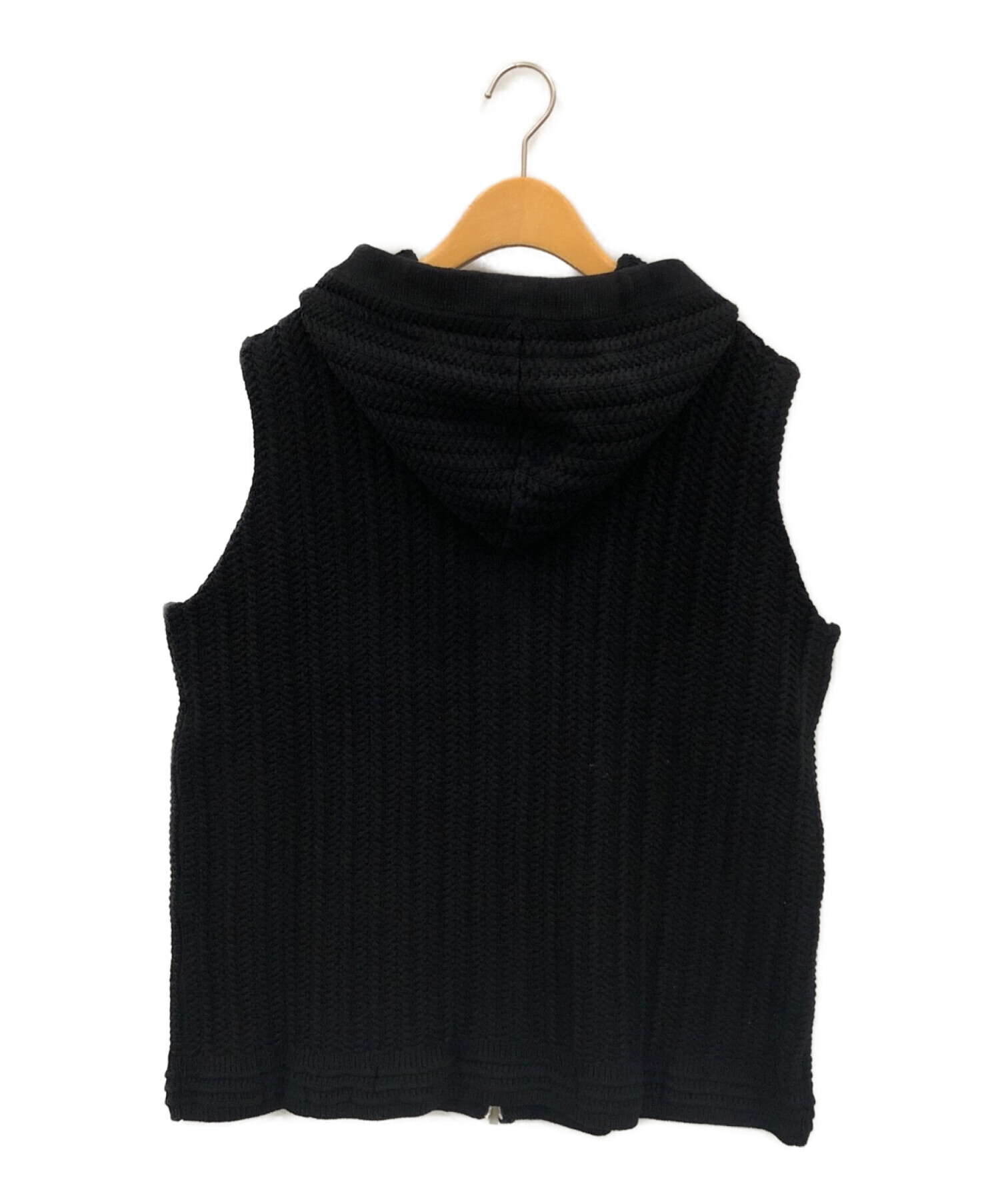 中古・古着通販】AMERI (アメリ) OVERSIZED KNIT HOODY VEST ブラック