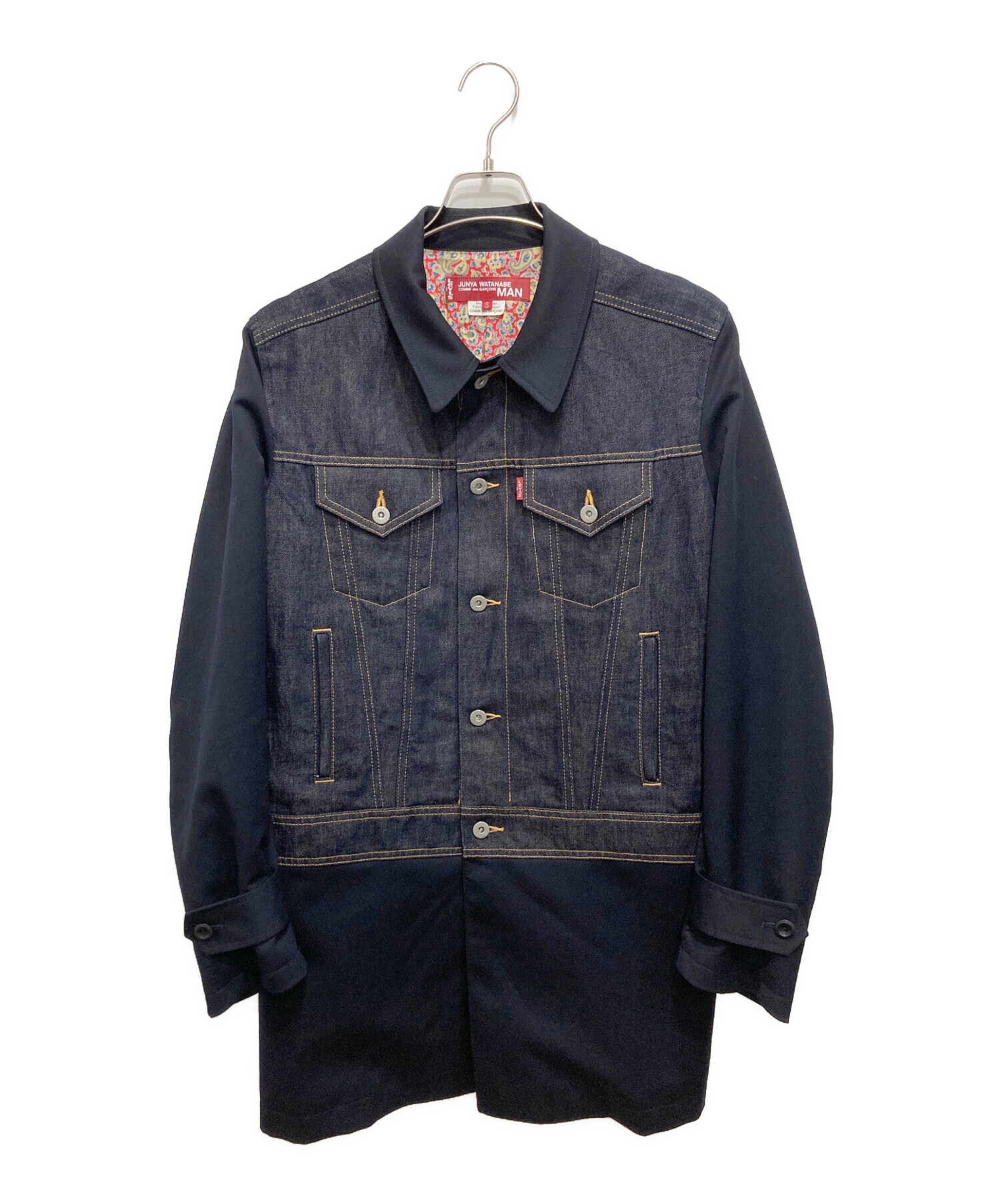 中古・古着通販】JUNYA WATANABE MAN (ジュンヤワタナベマン) LEVI'S (リーバイス) 綿麻デニム×ウールギャバ／ドッキング ジャケット／デニムジャケット／切り替えジャケット インディゴ×ネイビー サイズ:S｜ブランド・古着通販 トレファク公式【TREFAC  FASHION】スマホサイト