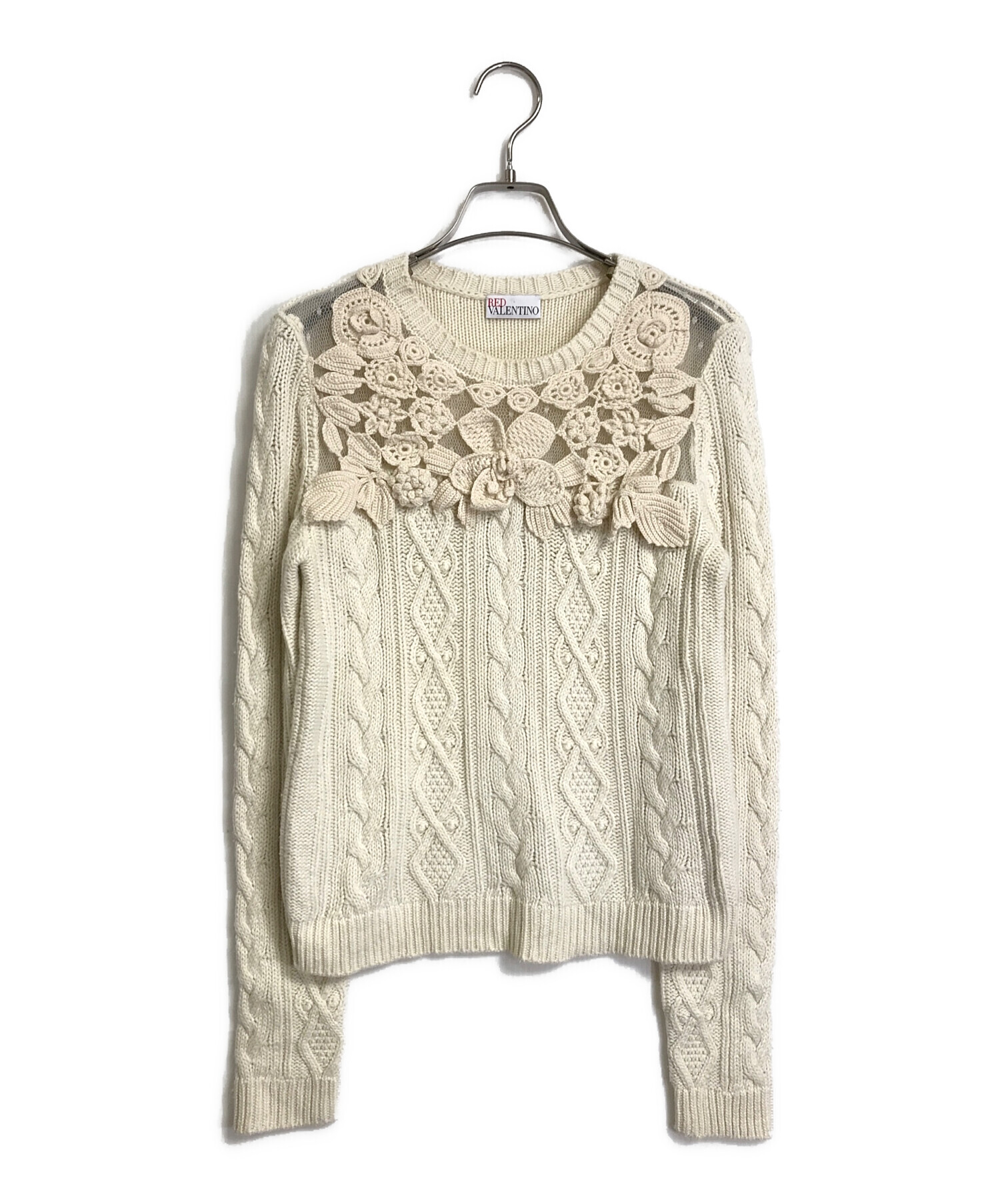 中古・古着通販】RED VALENTINO (レッドヴァレンティノ) クロシェエンブロイダリーニット アイボリー サイズ:S｜ブランド・古着通販  トレファク公式【TREFAC FASHION】スマホサイト