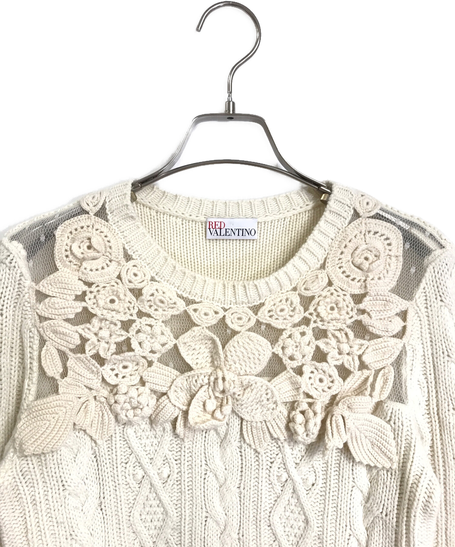 中古・古着通販】RED VALENTINO (レッドヴァレンティノ) クロシェエンブロイダリーニット アイボリー サイズ:S｜ブランド・古着通販  トレファク公式【TREFAC FASHION】スマホサイト