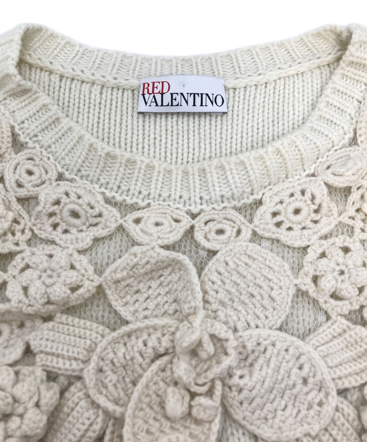 中古・古着通販】RED VALENTINO (レッドヴァレンティノ) クロシェエンブロイダリーニット アイボリー サイズ:S｜ブランド・古着通販  トレファク公式【TREFAC FASHION】スマホサイト