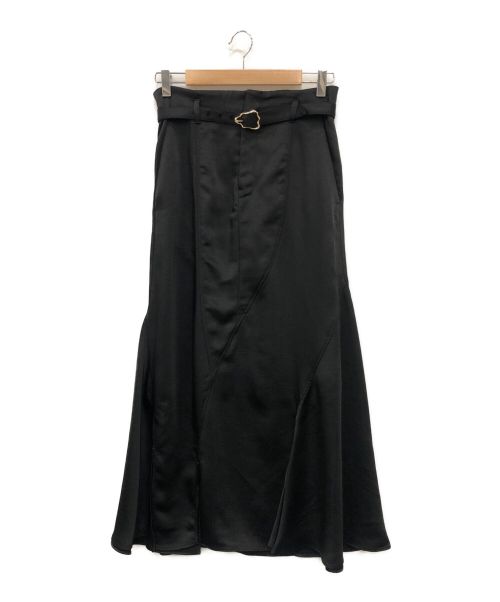 中古・古着通販】MURRAL (ミューラル) Curvy satin skirt ブラック