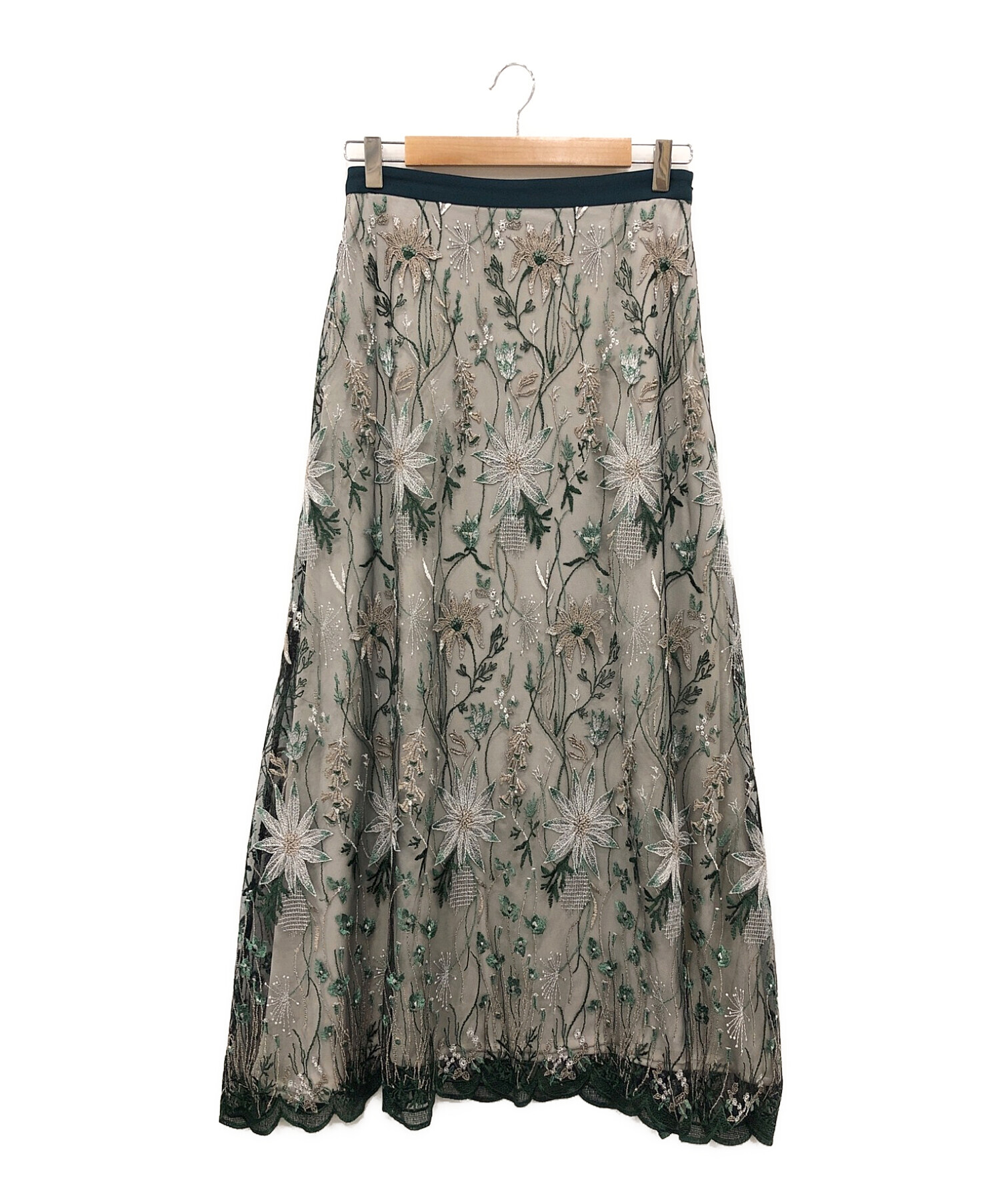 MURRAL (ミューラル) Everlasting embroidery lace skirt グリーン サイズ:2