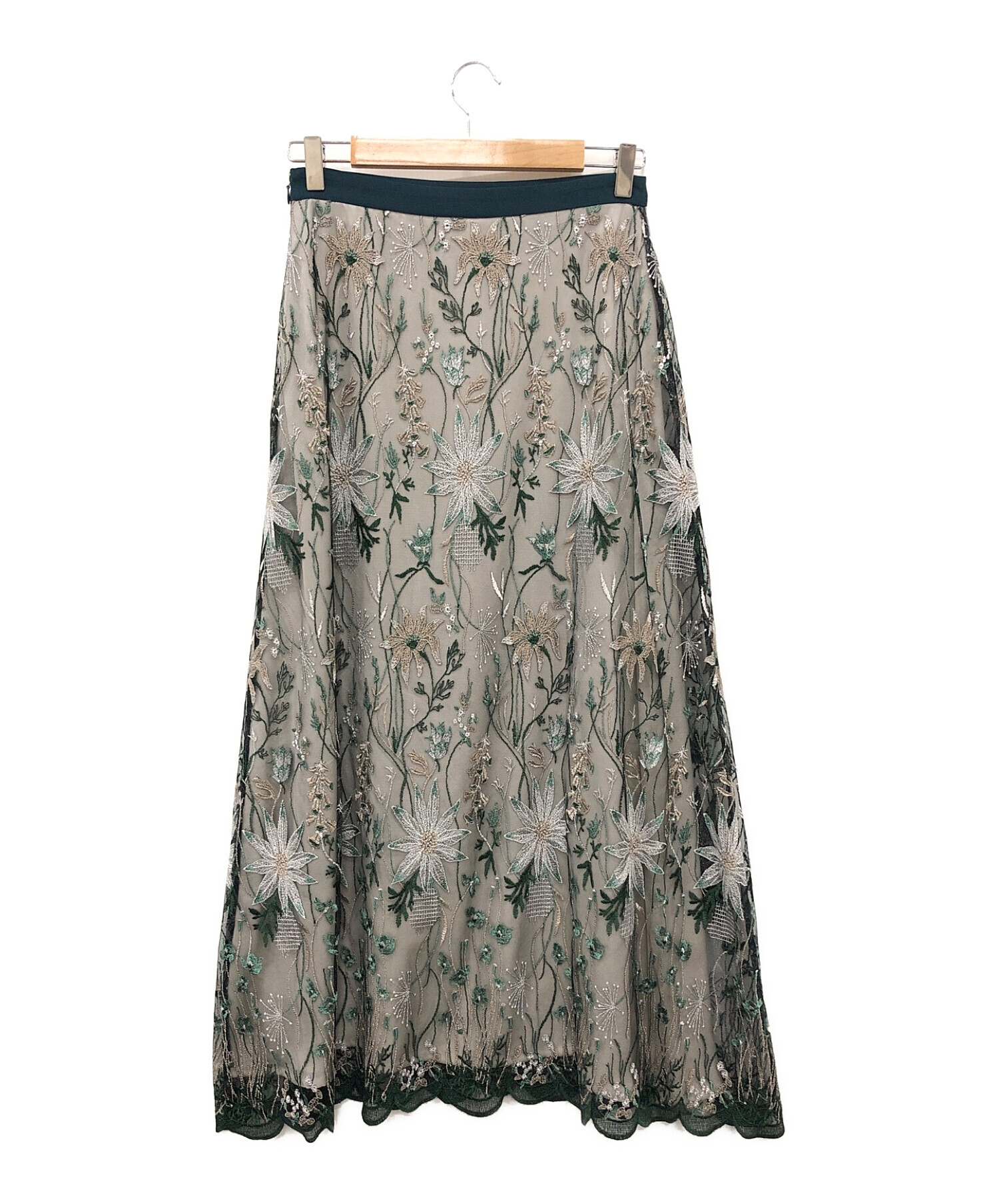 MURRAL (ミューラル) Everlasting embroidery lace skirt グリーン サイズ:2