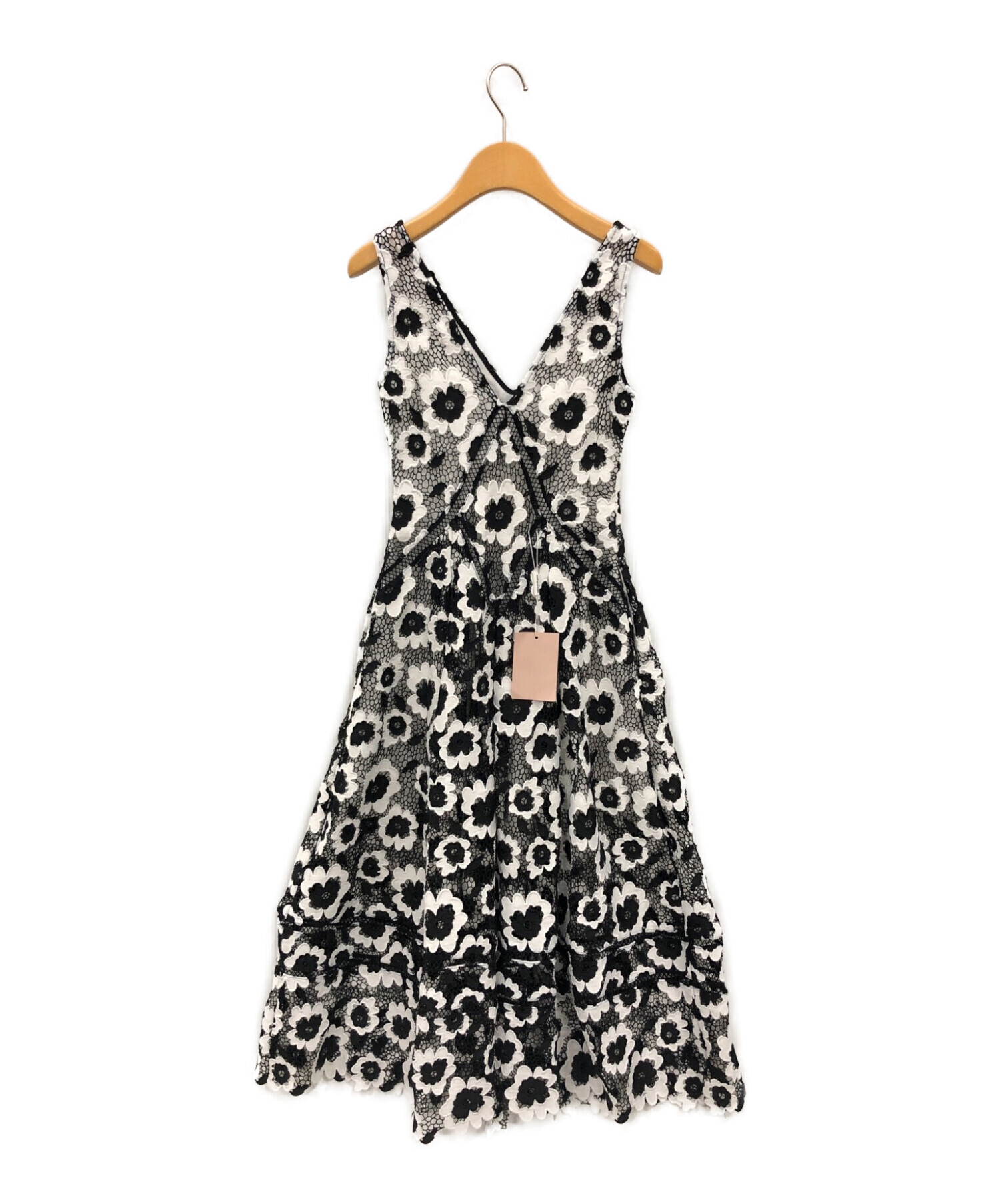 SELF PORTRAIT (セルフ ポートレイト) Abstract Floral Guipure Dress ブラック サイズ:UK6