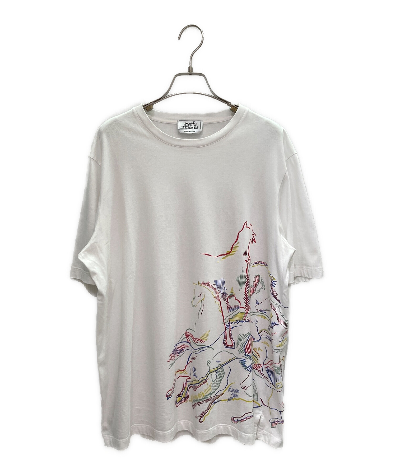 HERMES (エルメス) カヴァルカード ホースプリント Tシャツ ホワイト サイズ:M