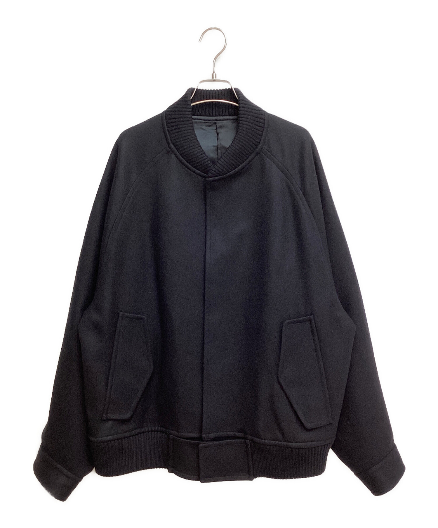 中古・古着通販】stein (シュタイン) OVERSIZED MELTON STUDIUM JACKET（オーバーサイズドメルトンスタジアムジャケット）  ブラック サイズ:S｜ブランド・古着通販 トレファク公式【TREFAC FASHION】スマホサイト