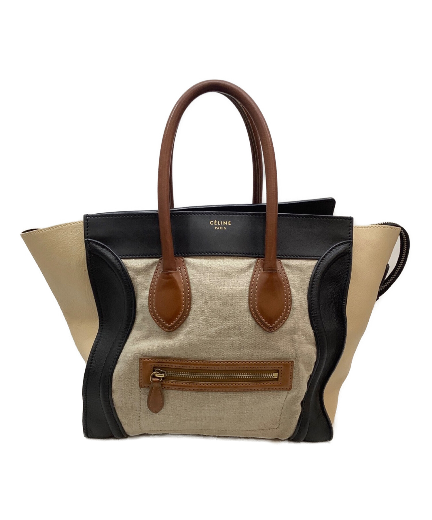 中古・古着通販】CELINE (セリーヌ) ラゲージマイクロミニショッパー ベージュ×ブラック｜ブランド・古着通販 トレファク公式【TREFAC  FASHION】スマホサイト