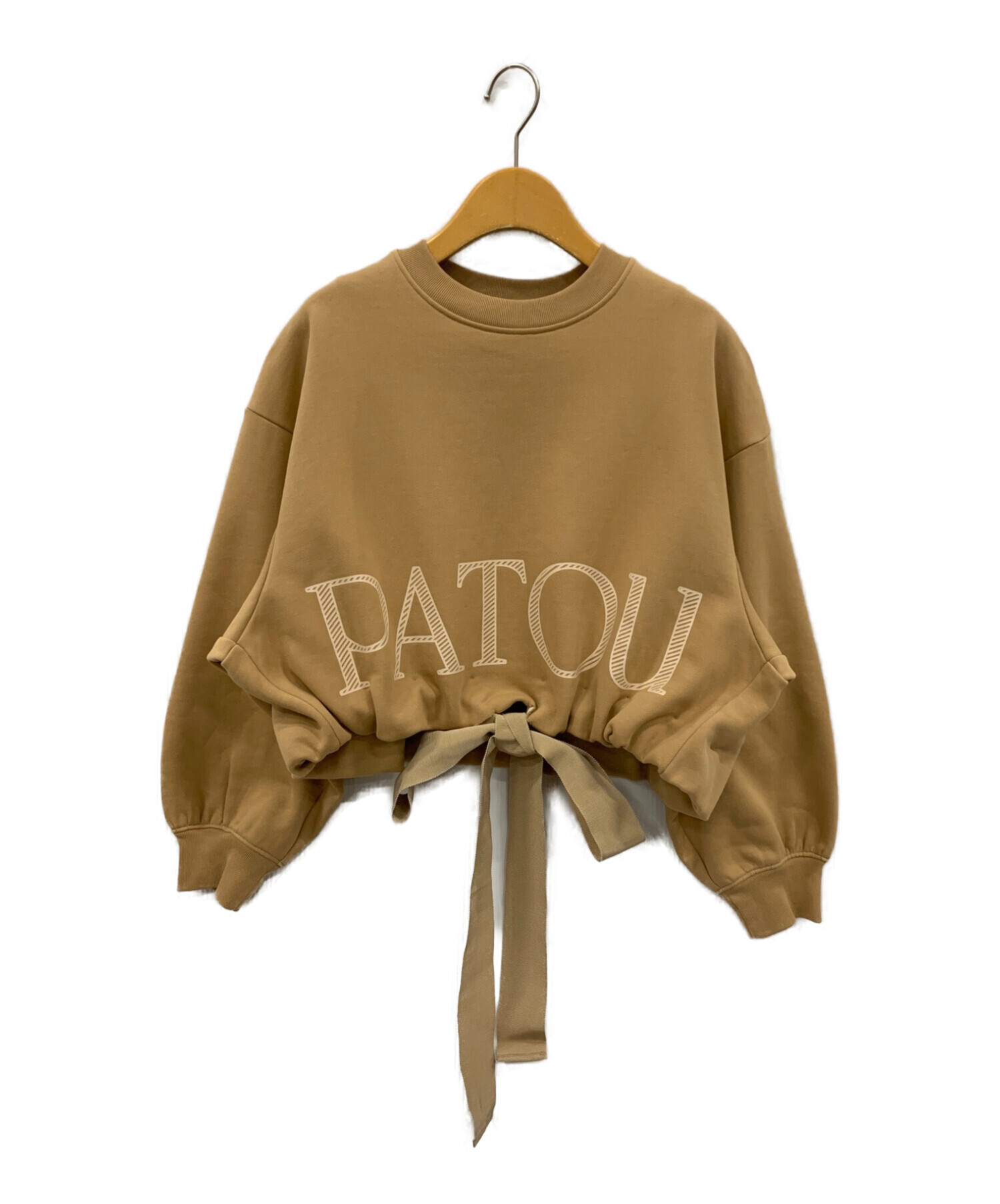 patou (パトゥ) クロップド ドローストリング スウェットシャツ ベージュ サイズ:XS