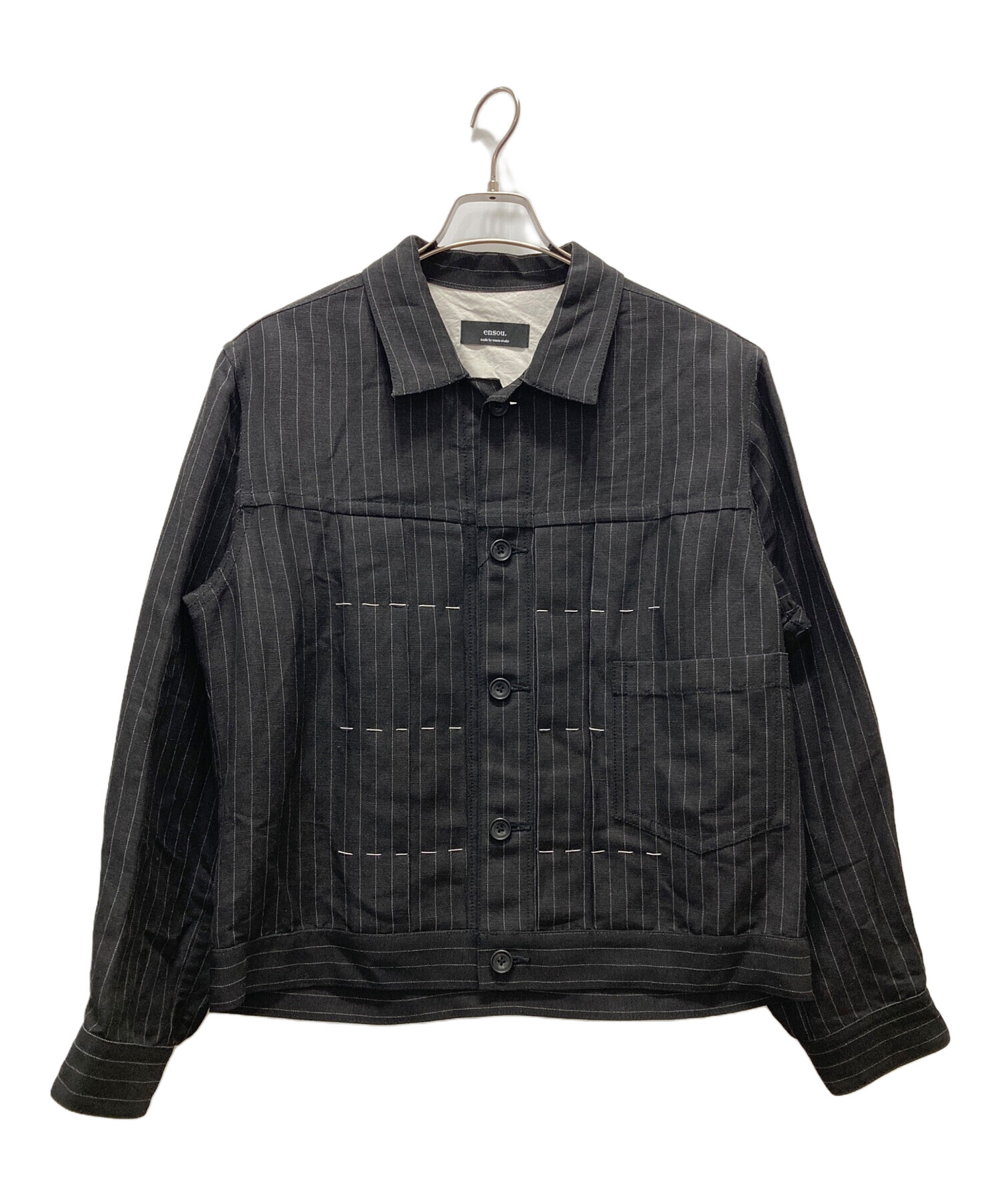 中古・古着通販】ensou. (エンソウ) Big Tucked Jacket Charcoal Stripe サイズ:L  未使用品｜ブランド・古着通販 トレファク公式【TREFAC FASHION】スマホサイト