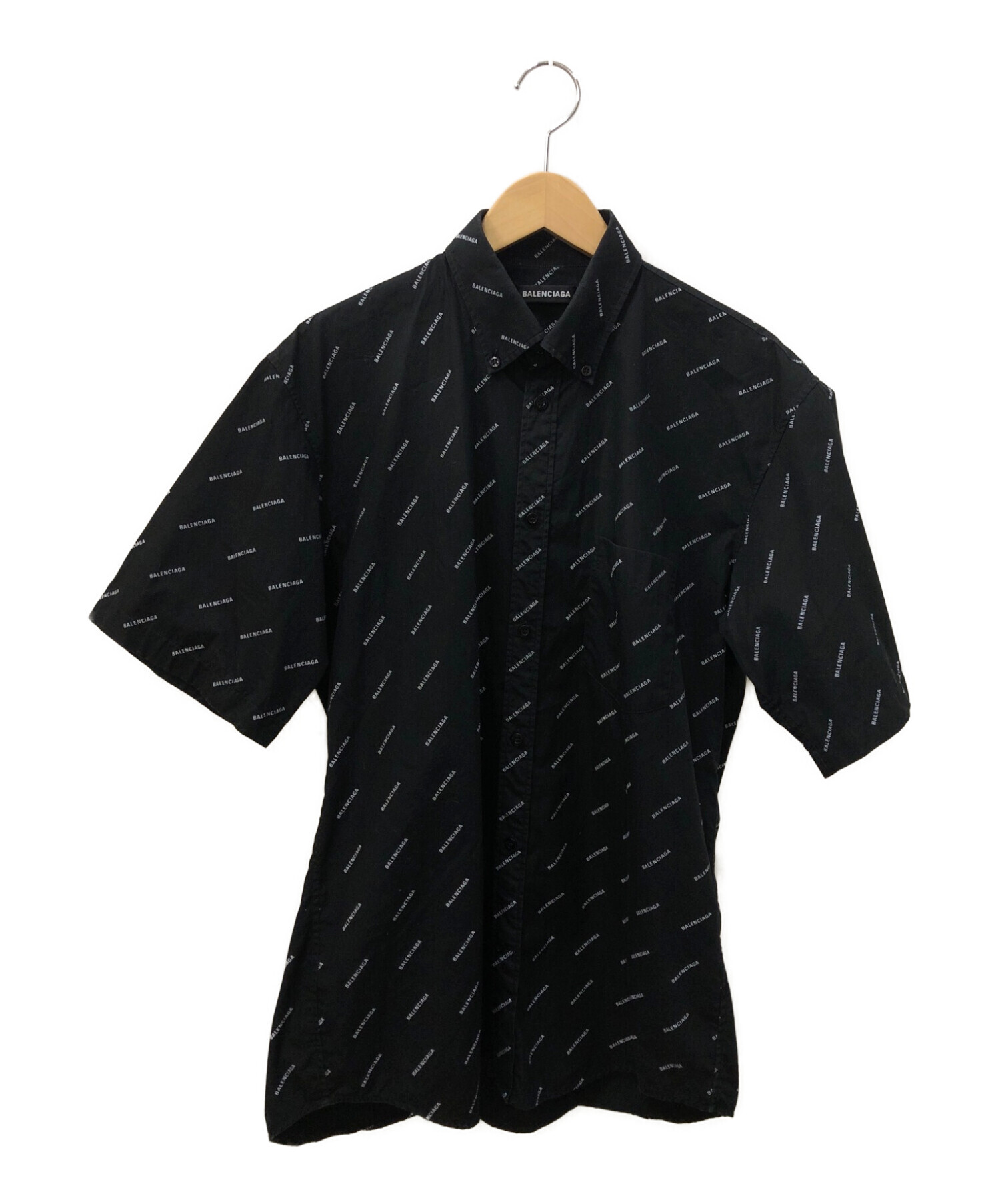 価格42000円BALENCIAGA シャツ 半袖 ブラック バレンシアガ