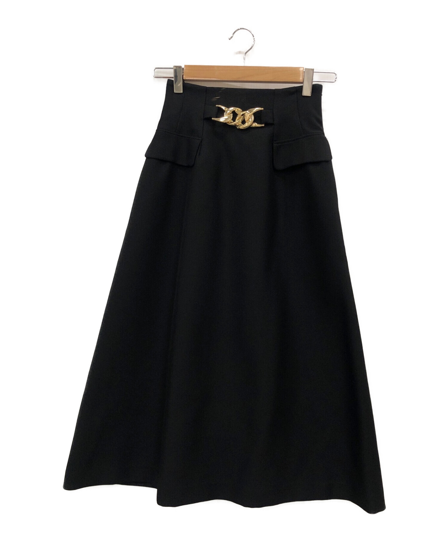 CELFORD (セルフォード) ミドルフレアースカート ブラック サイズ:36