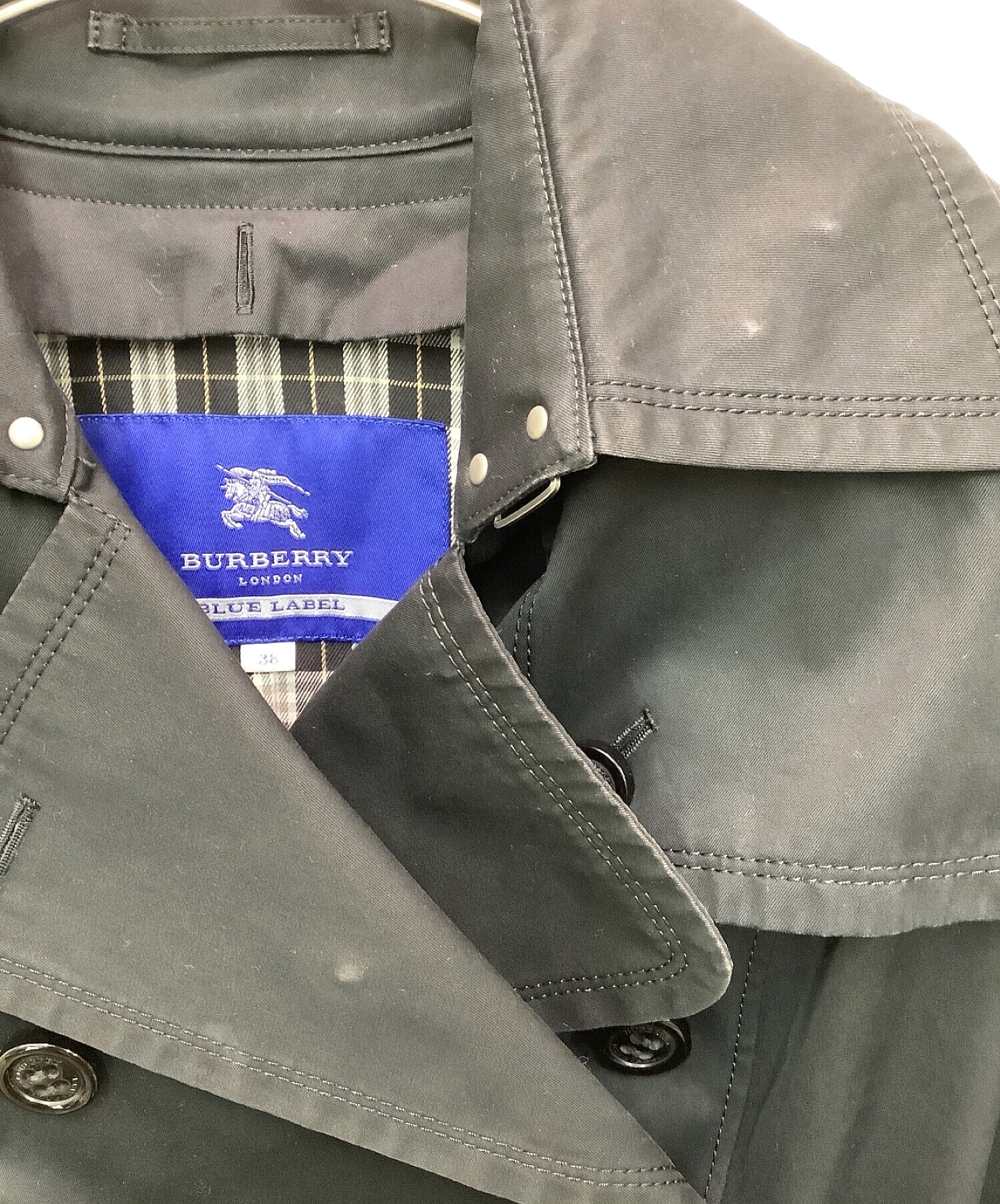 中古・古着通販】BURBERRY BLUE LABEL (バーバリーブルーレーベル) トレンチコート ブラック サイズ:38｜ブランド・古着通販  トレファク公式【TREFAC FASHION】スマホサイト