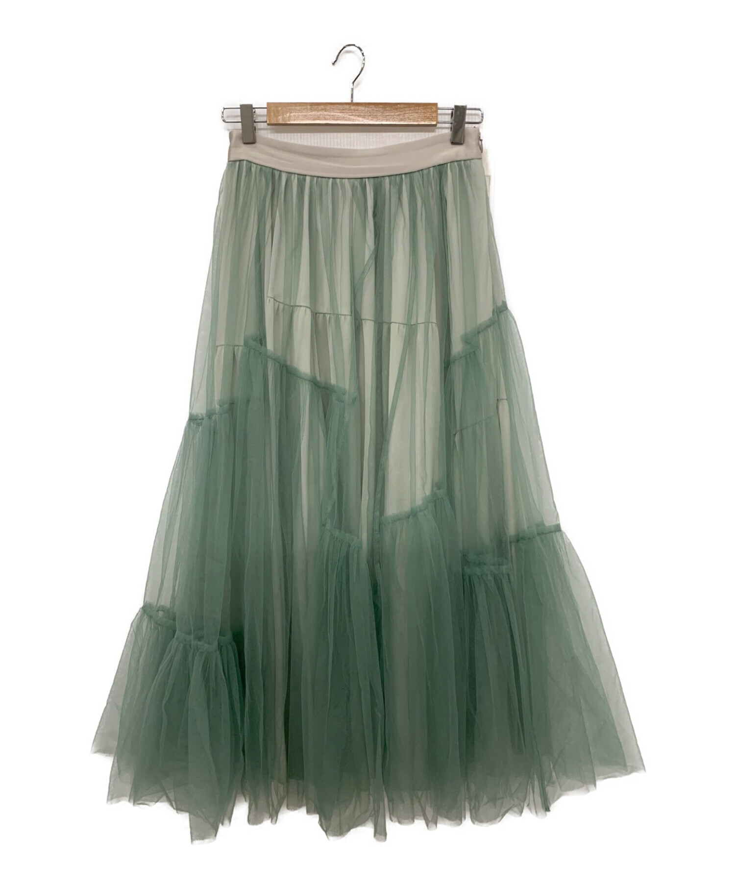 中古・古着通販】MURRAL (ミューラル) Leaf vein tulle skirt グリーン サイズ:2｜ブランド・古着通販  トレファク公式【TREFAC FASHION】スマホサイト