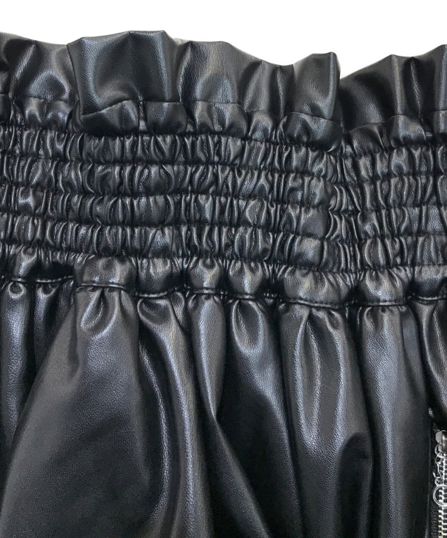 SORIN (ソリン) Synthetic Leather Ruffled Mini Skirt　27WFS235146 ブラック サイズ:38