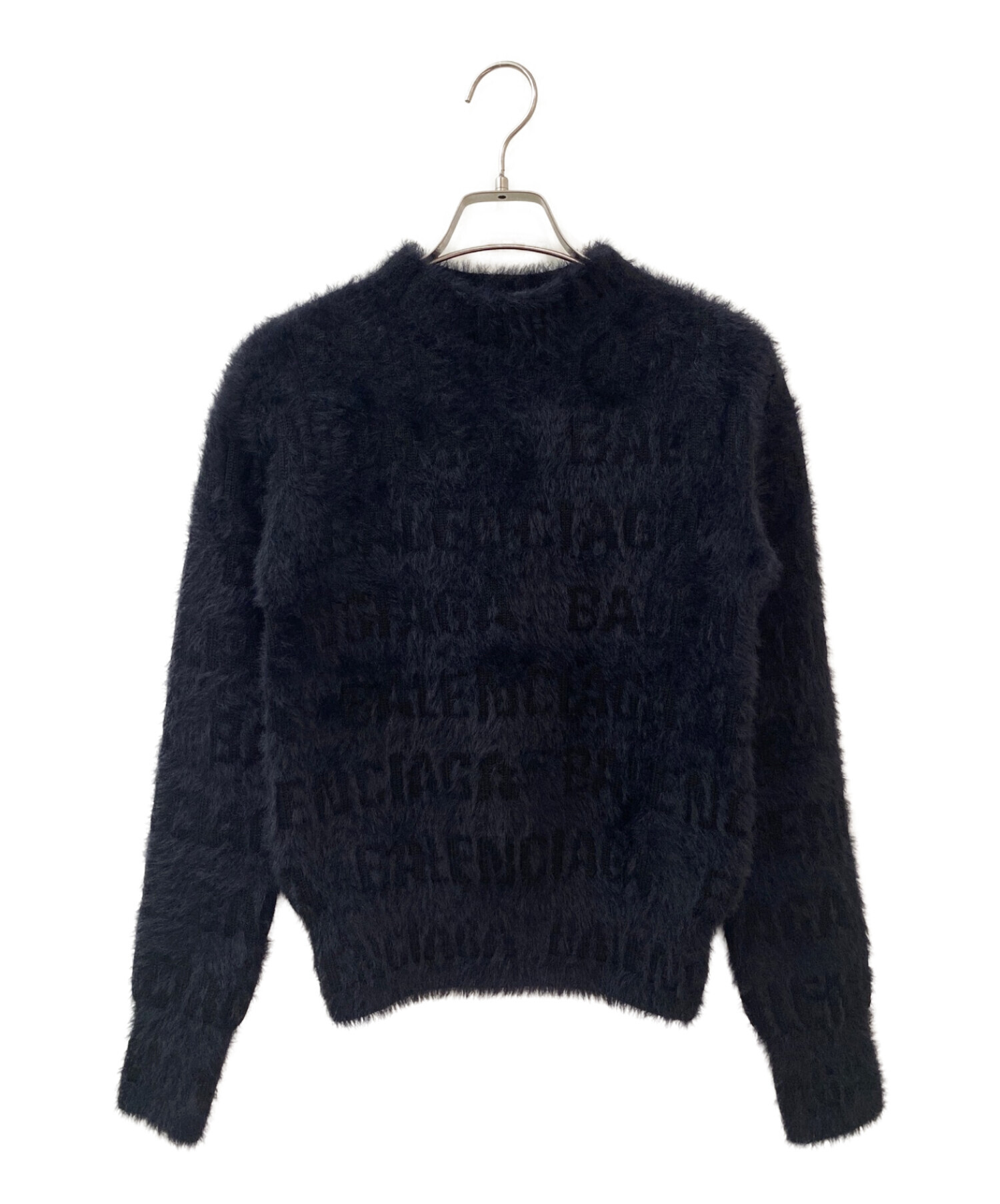BALENCIAGA (バレンシアガ) Bal Horizontal Allover Furry Sweater ブラック サイズ:XS