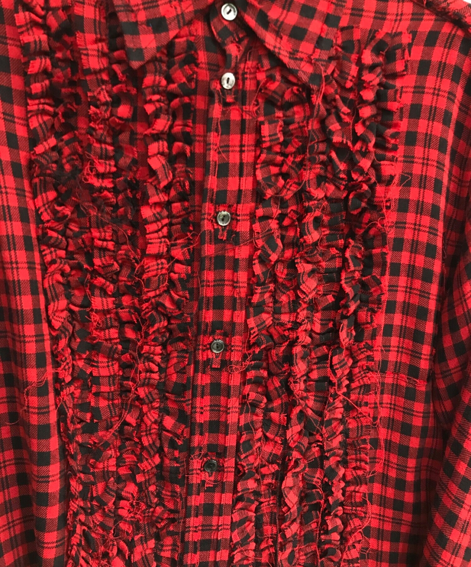 中古・古着通販】masu (エムエーエスユー) Grunge Plaid Shirts MMSS-SH0123 チェックシャツ フリル  レッド×ブラック サイズ:44｜ブランド・古着通販 トレファク公式【TREFAC FASHION】スマホサイト