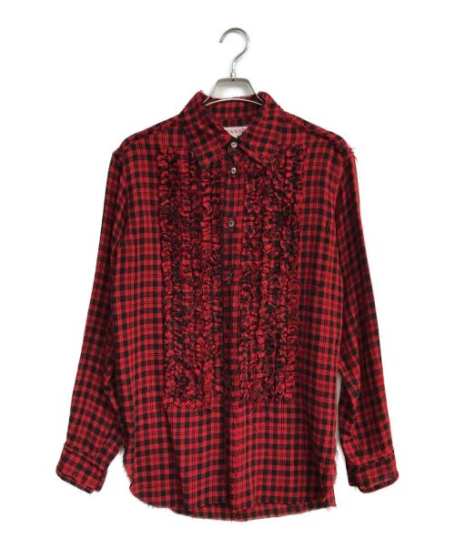 【中古・古着通販】masu (エムエーエスユー) Grunge Plaid Shirts MMSS-SH0123 チェックシャツ フリル  レッド×ブラック サイズ:44｜ブランド・古着通販 トレファク公式【TREFAC FASHION】スマホサイト