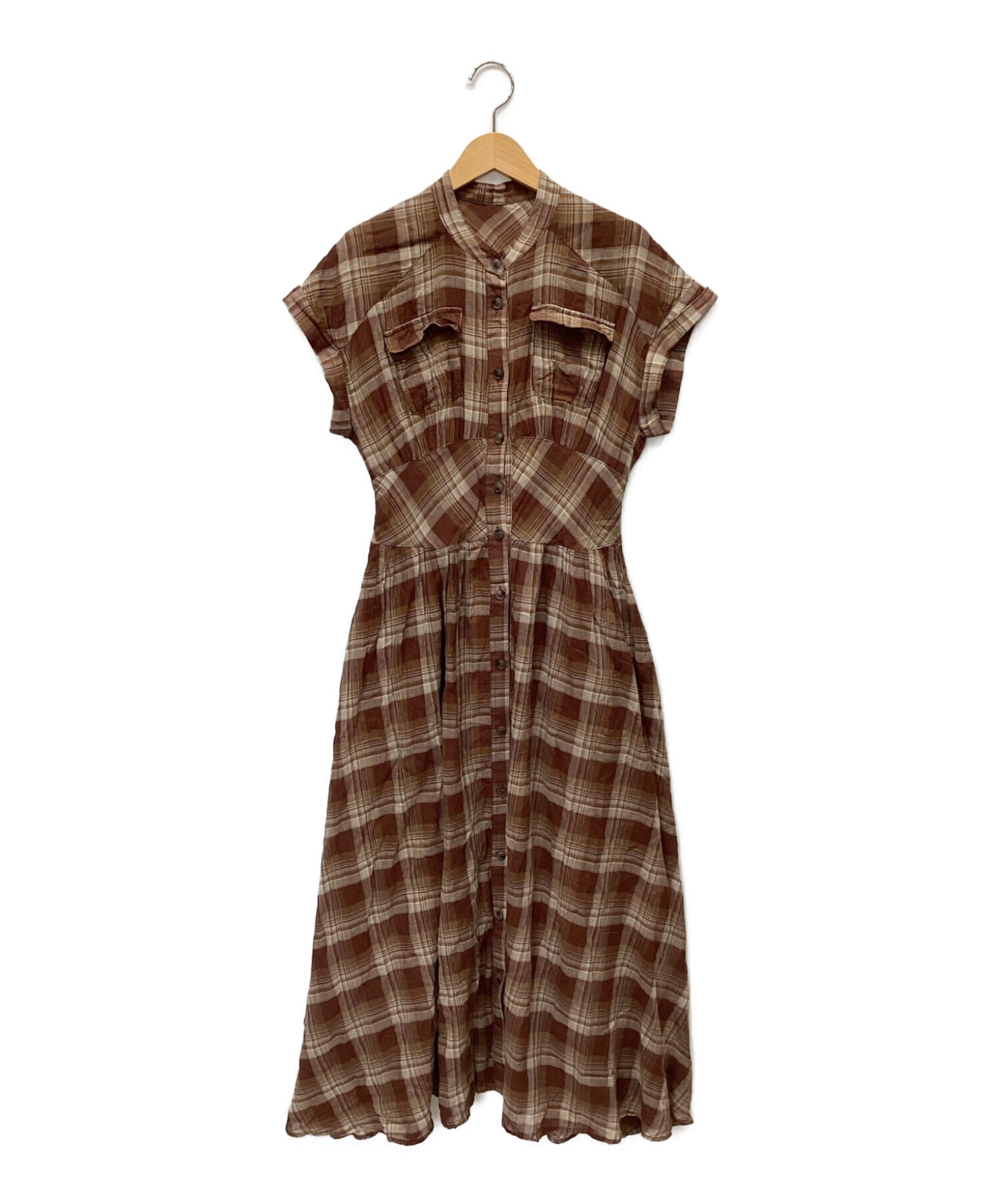 HER LIP TO (ハーリップトゥ) Cotton-Blend Voile Shirt Dress ブラウン サイズ:M