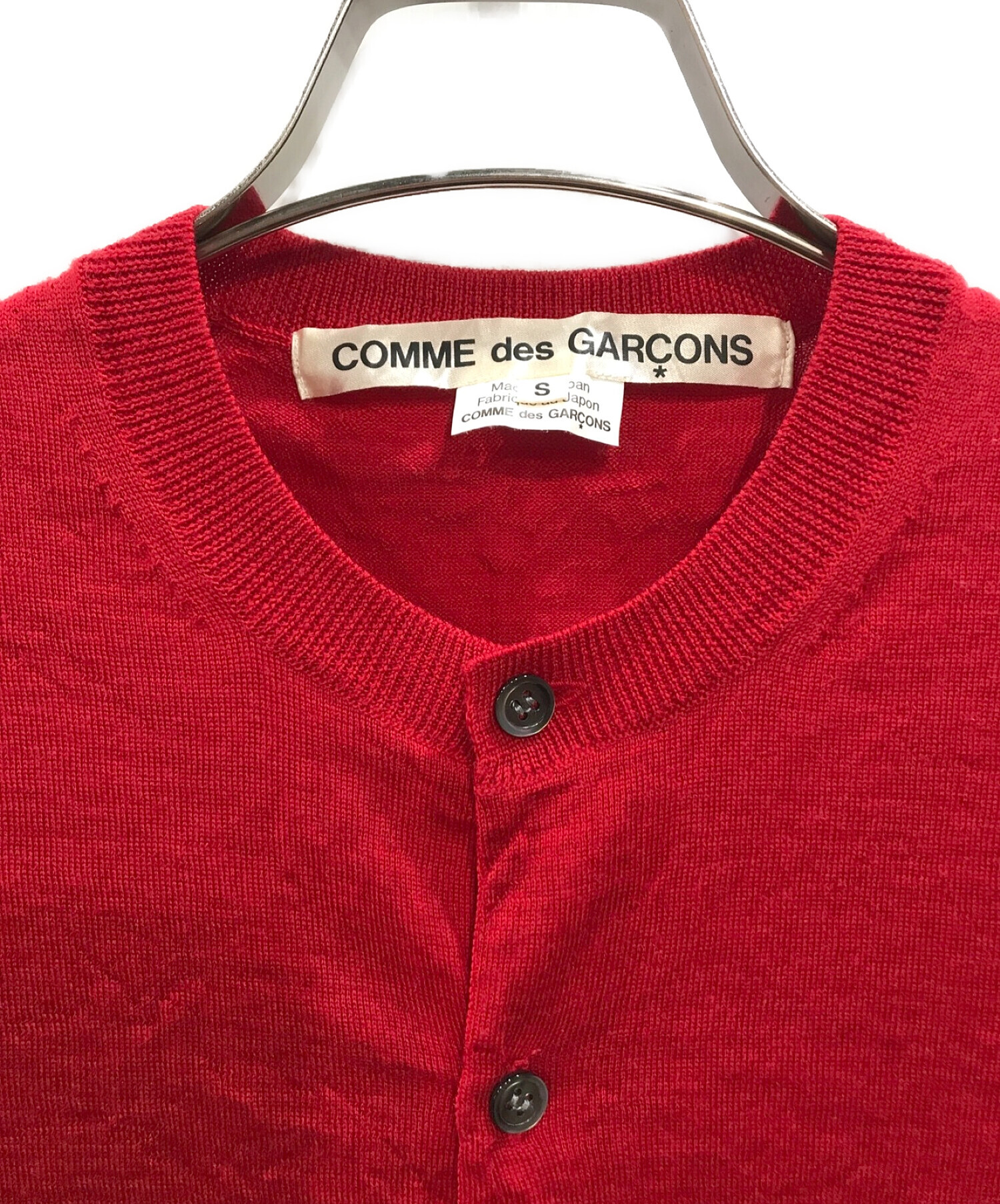 COMME des GARCONS (コムデギャルソン) クルーネックカーディガン レッド サイズ:Ｓ